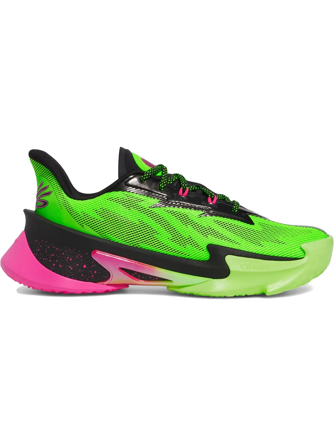Мужские кроссовки для бега Under Armour Curry Series 7 — изображение 1 из 1, зеленый/черный/розовый