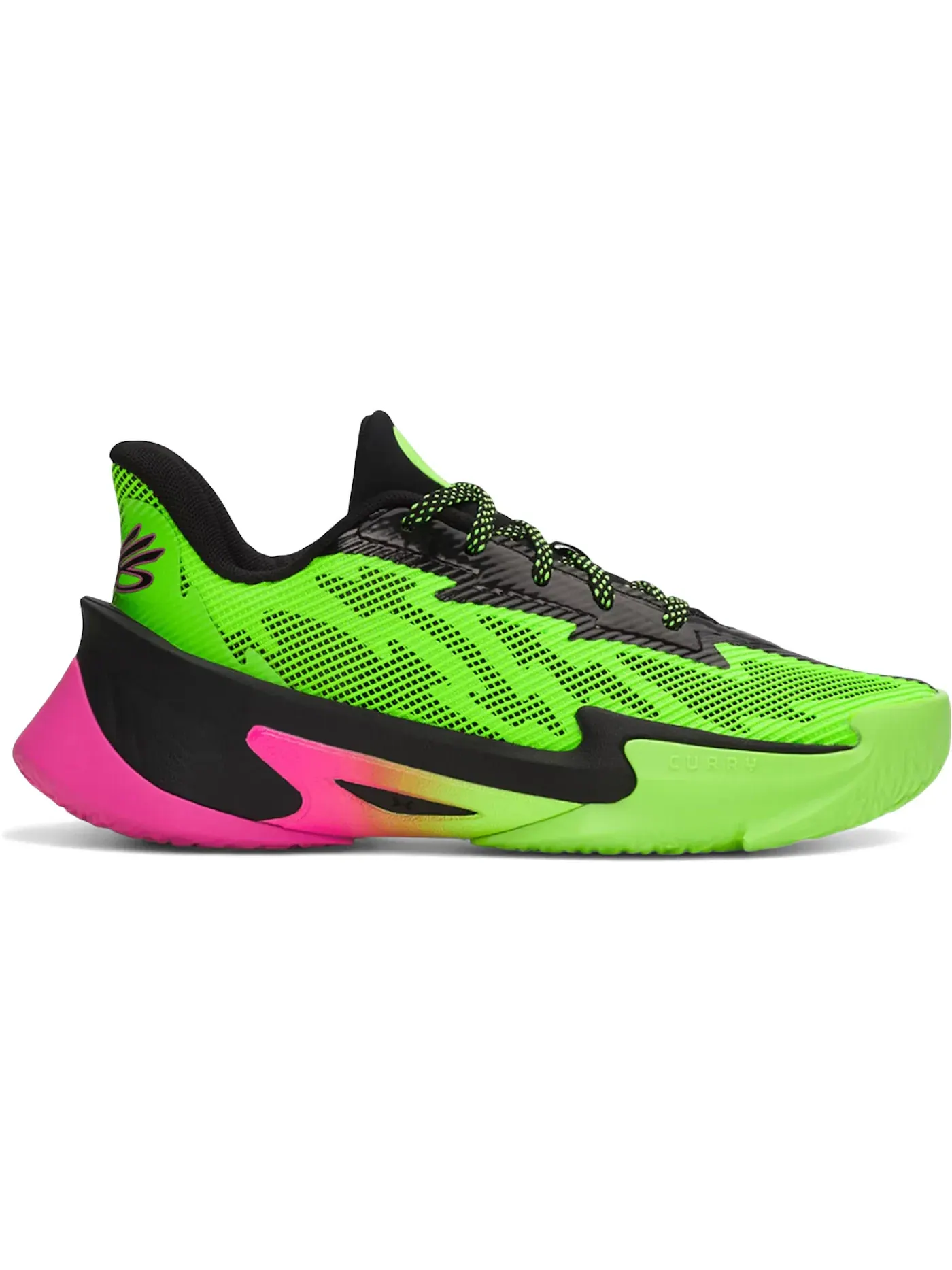 Детские кроссовки для активного спорта Under Armour Curry Series 7 — изображение 1 из 1, зеленый/черный/розовый