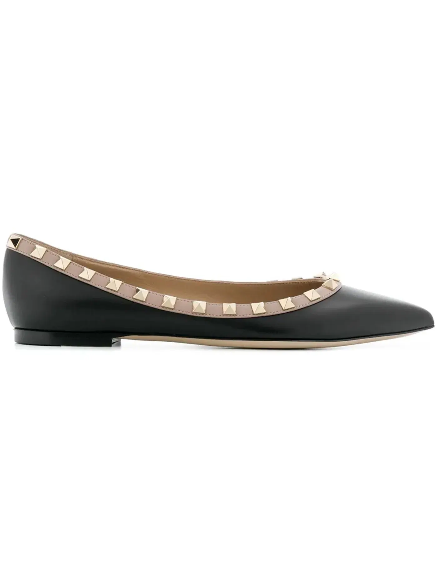 Женские балетки с шипами Valentino Garavani Rockstud Ballerinas Valentino — изображение 1 из 1, черный/розовый