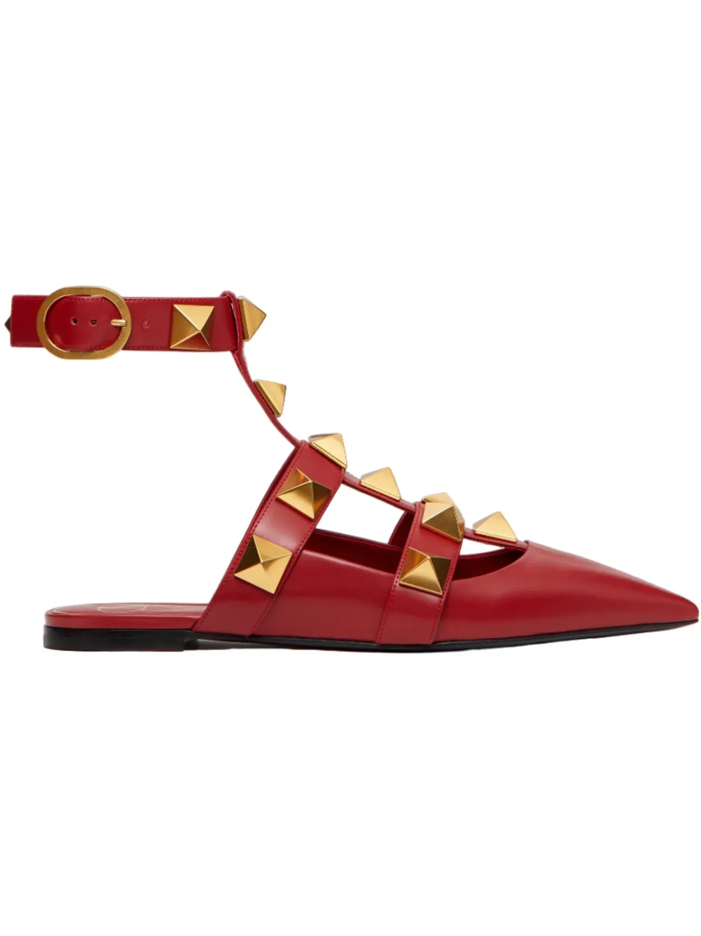 Женские балетки с фирменными шипами Valentino Garavani Roman Stud Calfskin Low Ballet Flat — изображение 1 из 1, красный