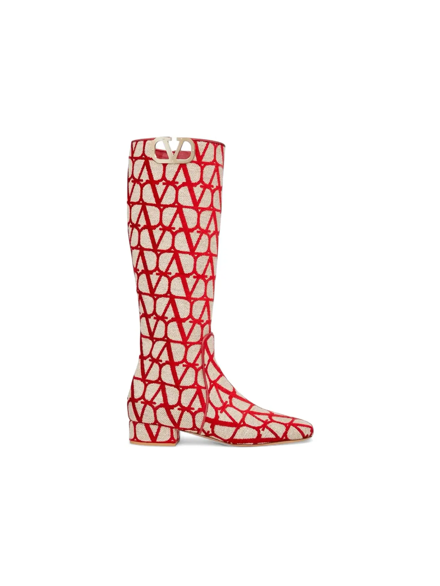 Женские высокие сапоги с принтом Valentino Toile Iconographe Calfskin V'logo High Knee High Boots Valentino