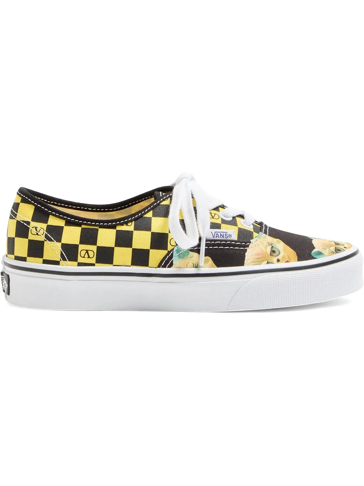 Мужские кеды с клетчатым принтом Vans Authentic — изображение 1 из 1, черный/желтый