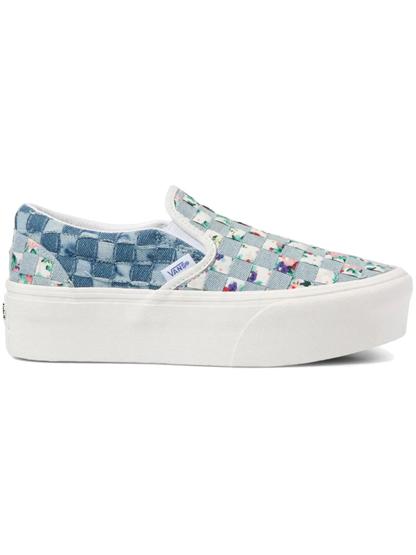 Женские кеды без шнурков с джинсовым плетением Vans Classic Slip-On Stackfoam — изображение 1 из 1, джинсовый синий/мульти