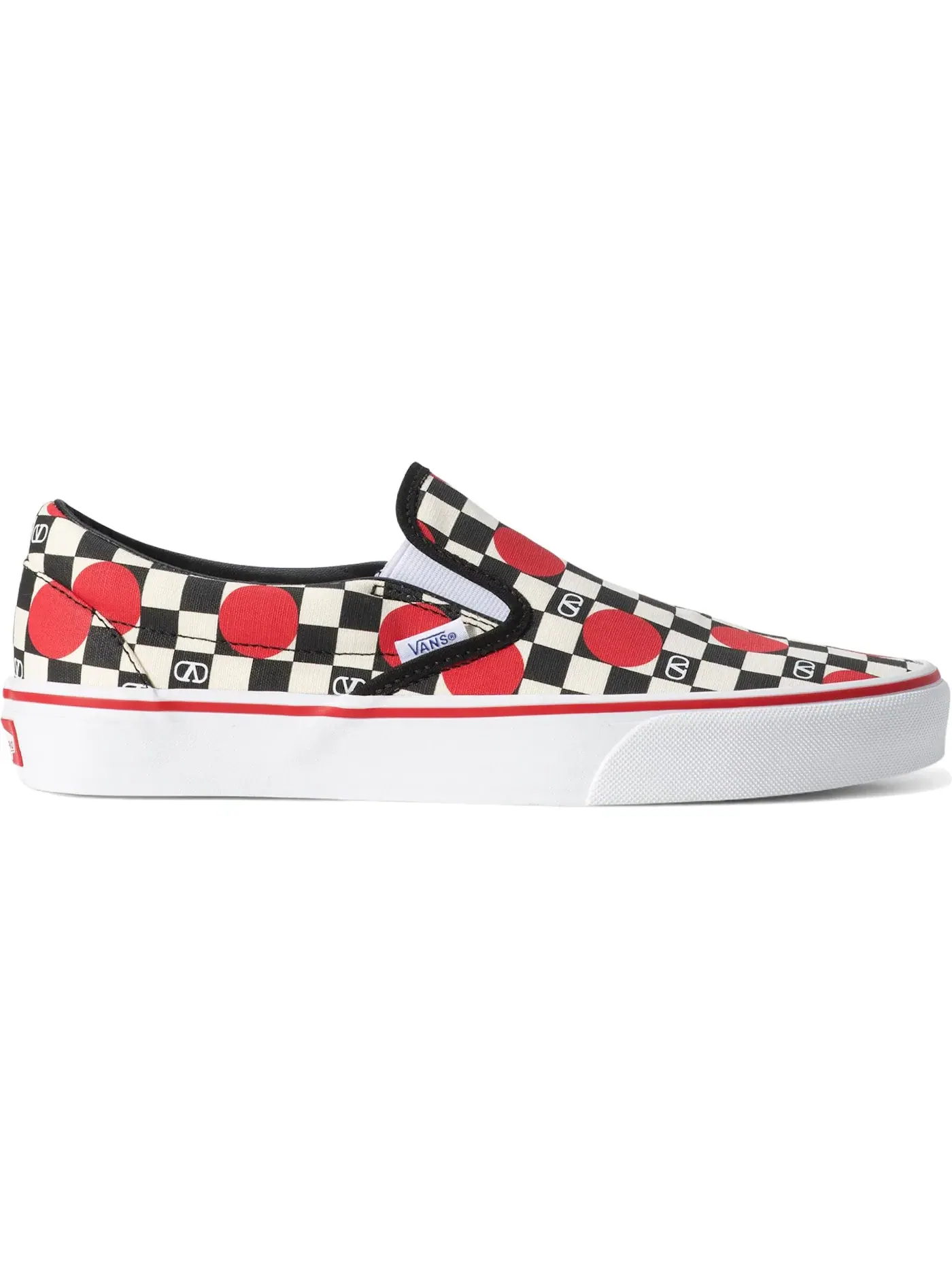 Мужские кеды с принтом Vans Classic Slip-On — изображение 1 из 1, черный белый красный