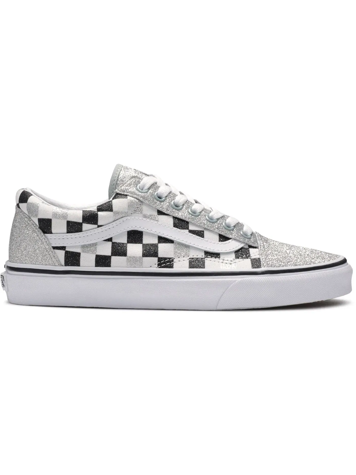 Женские кроссовки с блестящим принтом Vans Old Skool — изображение 1 из 1, серебристый/белый-черный