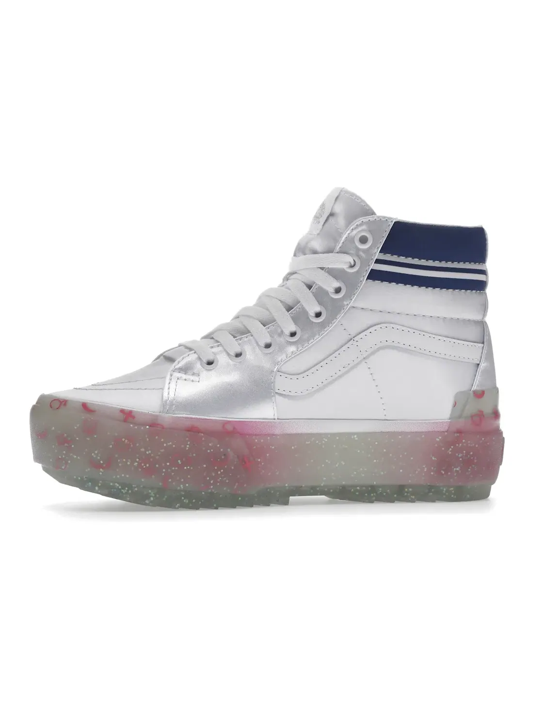 Унисекс кроссовки с принтом Vans Sk8-Hi Stacked — изображение 3 из 4, белый/розовый/синий