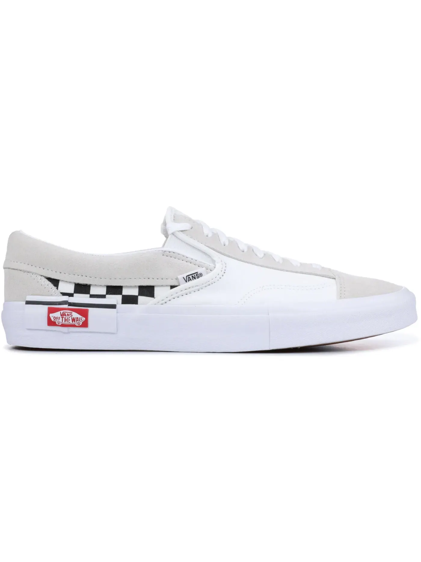 Мужские кеды в клетку Vans Slip-On Cap — изображение 1 из 1, белый/черный