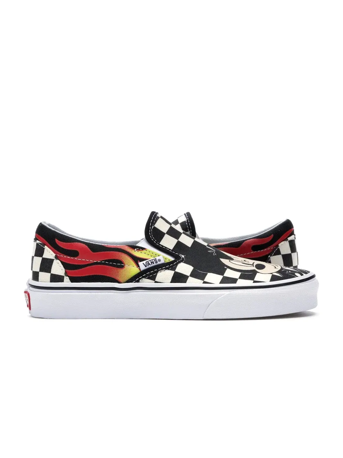 Женские кеды-слипоны с принтом Vans Slip-On, Mickey Mouse And Minnie Mouse/Checker Flame — изображение 1 из 4