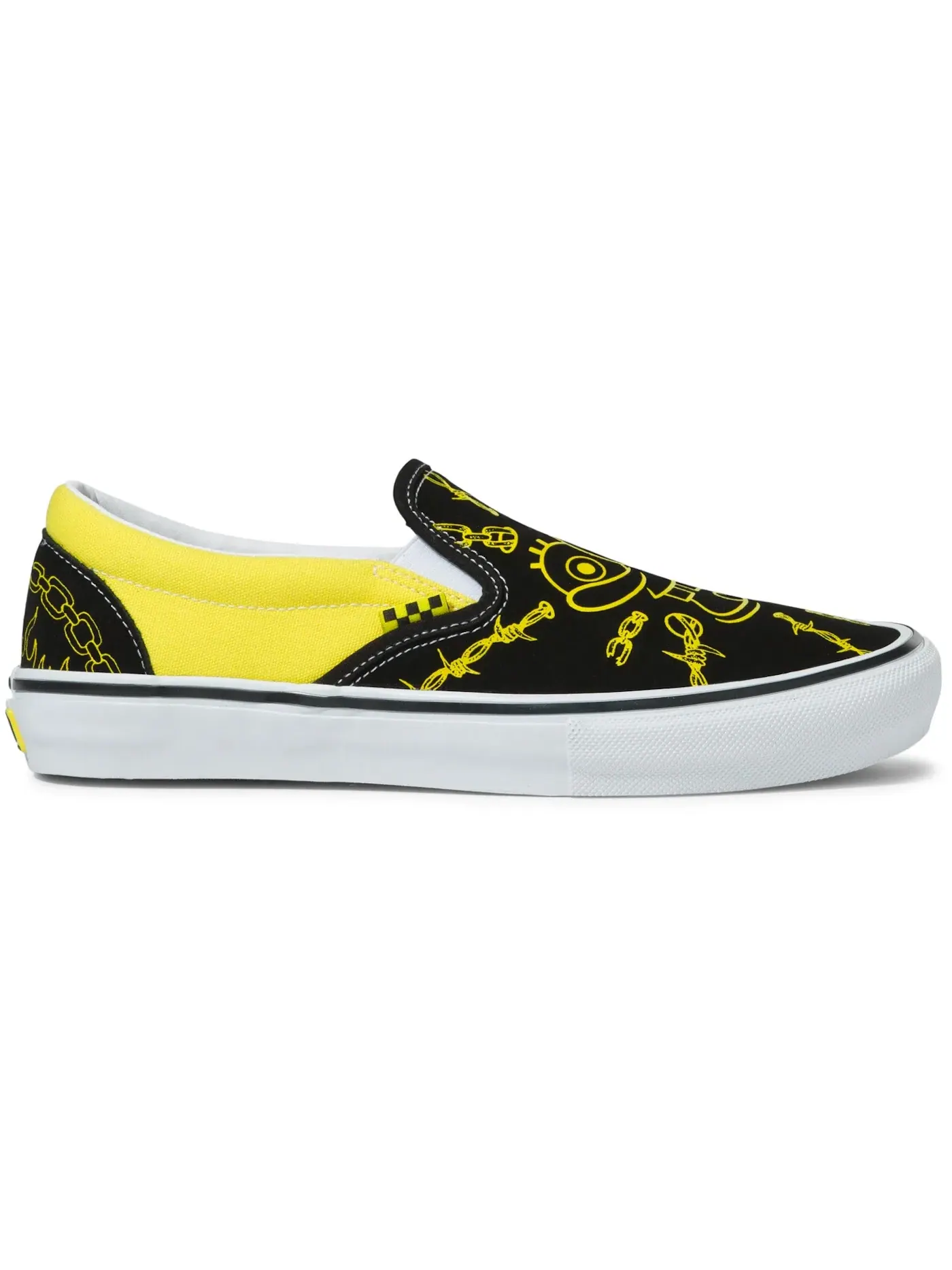 Мужские кроссовки без шнурков с принтом Spongebob Vans Slip-On Vans — изображение 1 из 1, черный/желтый/белый