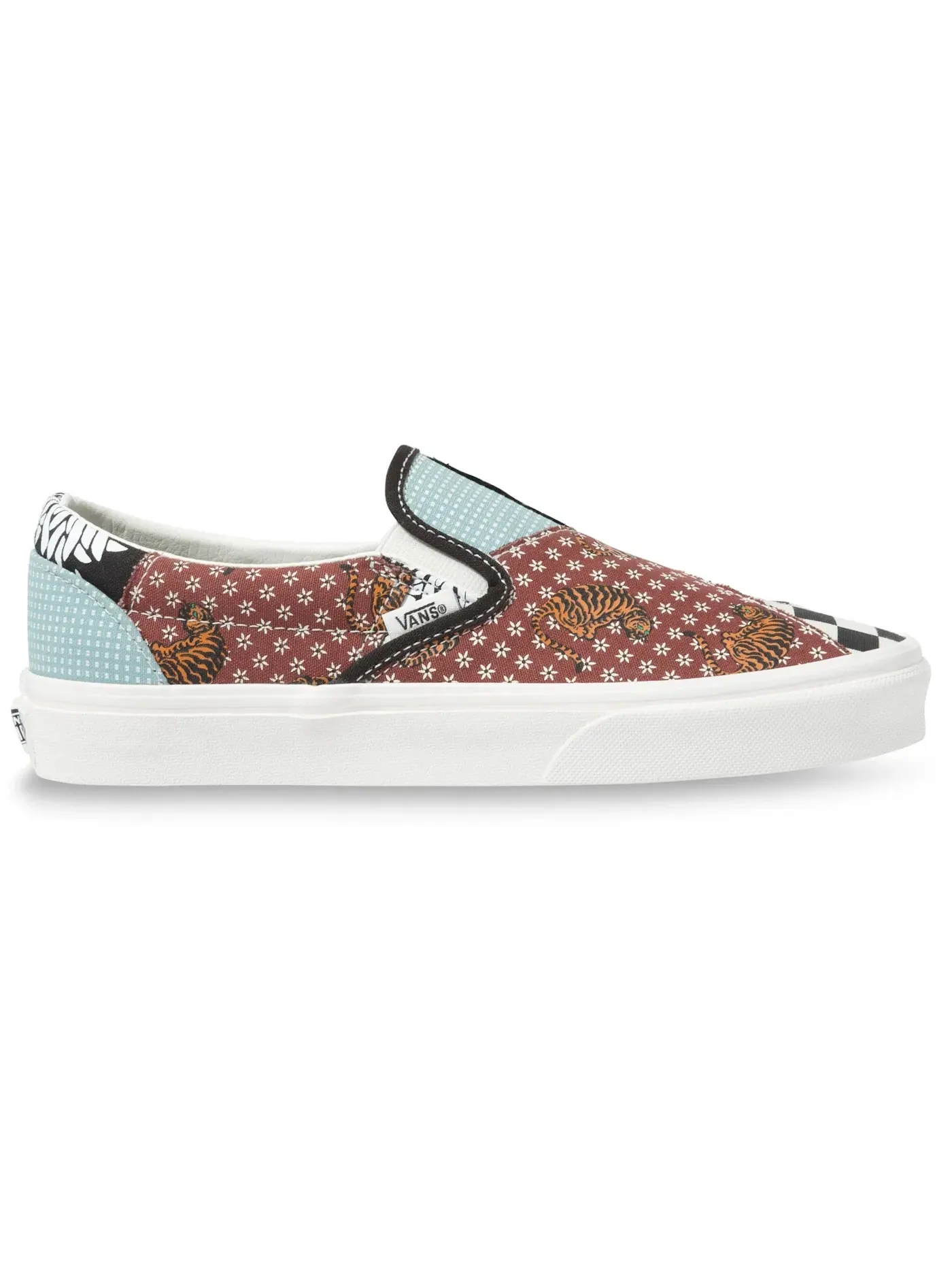 Мужские кеды с патчворк-принтом Vans Slip-On — изображение 1 из 1, черный/белый