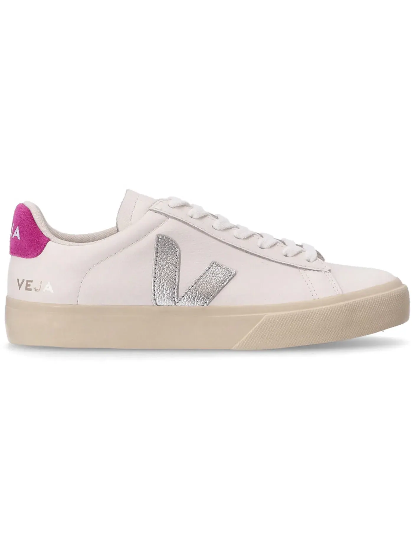 Женские кроссовки из кожи Campo Chromefree Veja — изображение 1 из 1, белый серебристый