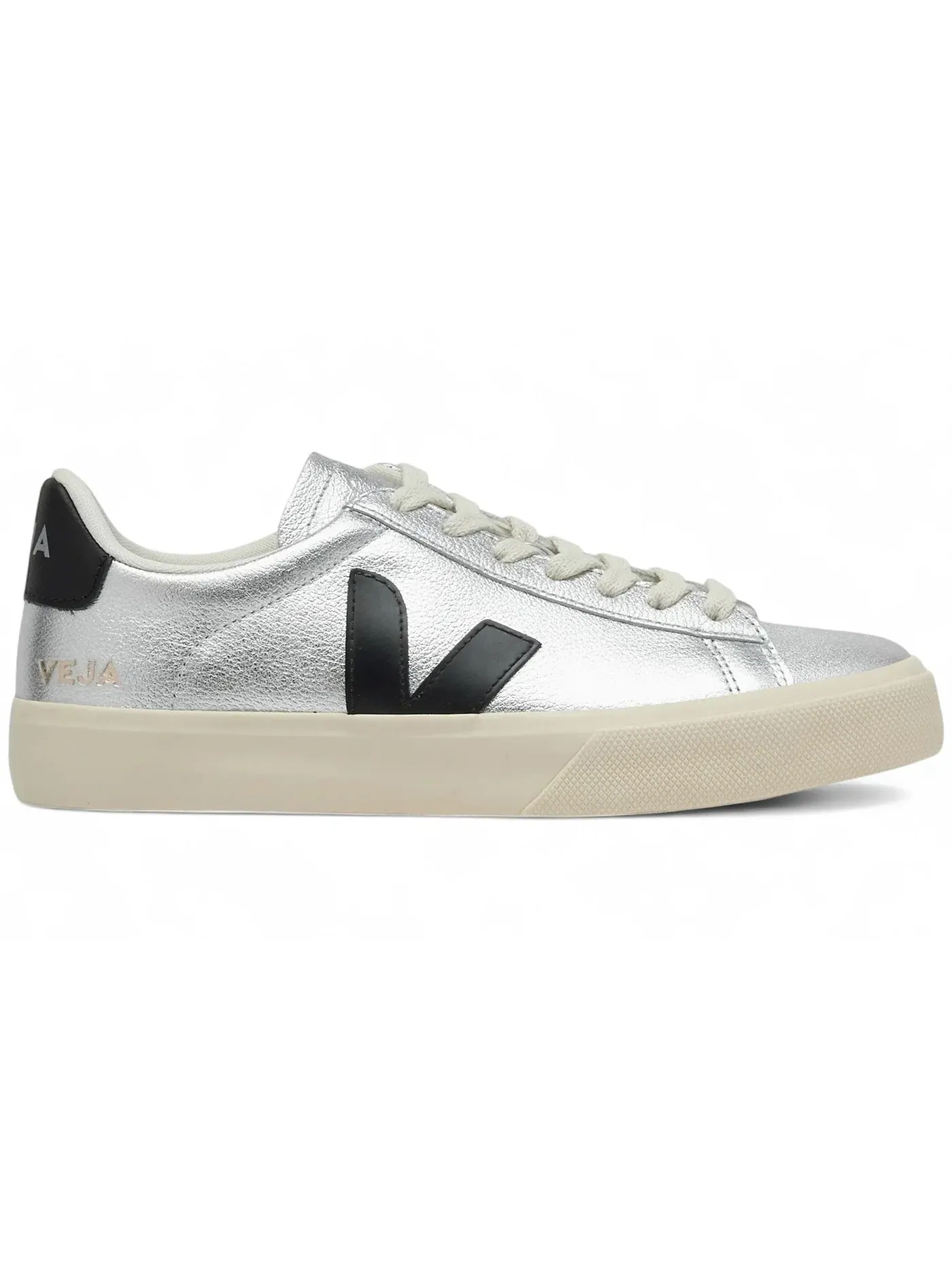 Мужские кроссовки кожаные Campo Leather Veja — изображение 1 из 1, серебристый черный