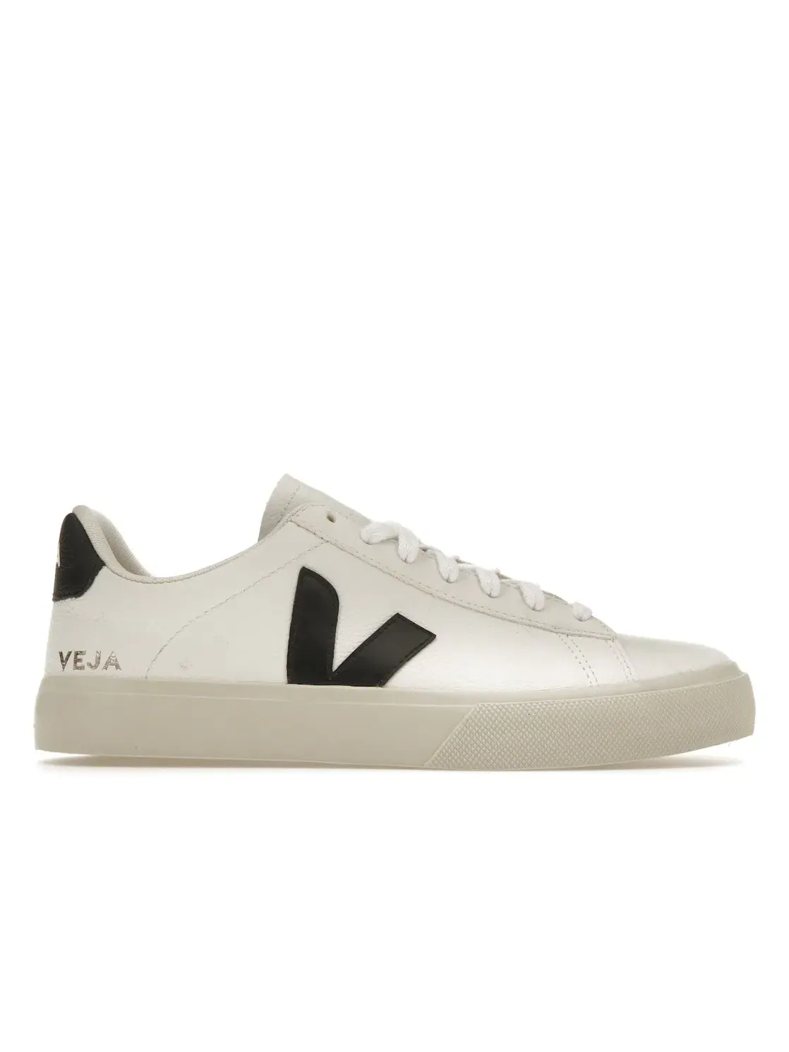 Мужские кроссовки кеды с верхом из хром-фри кожи Veja Campo Low Chromefree — изображение 1 из 4, белый/черный