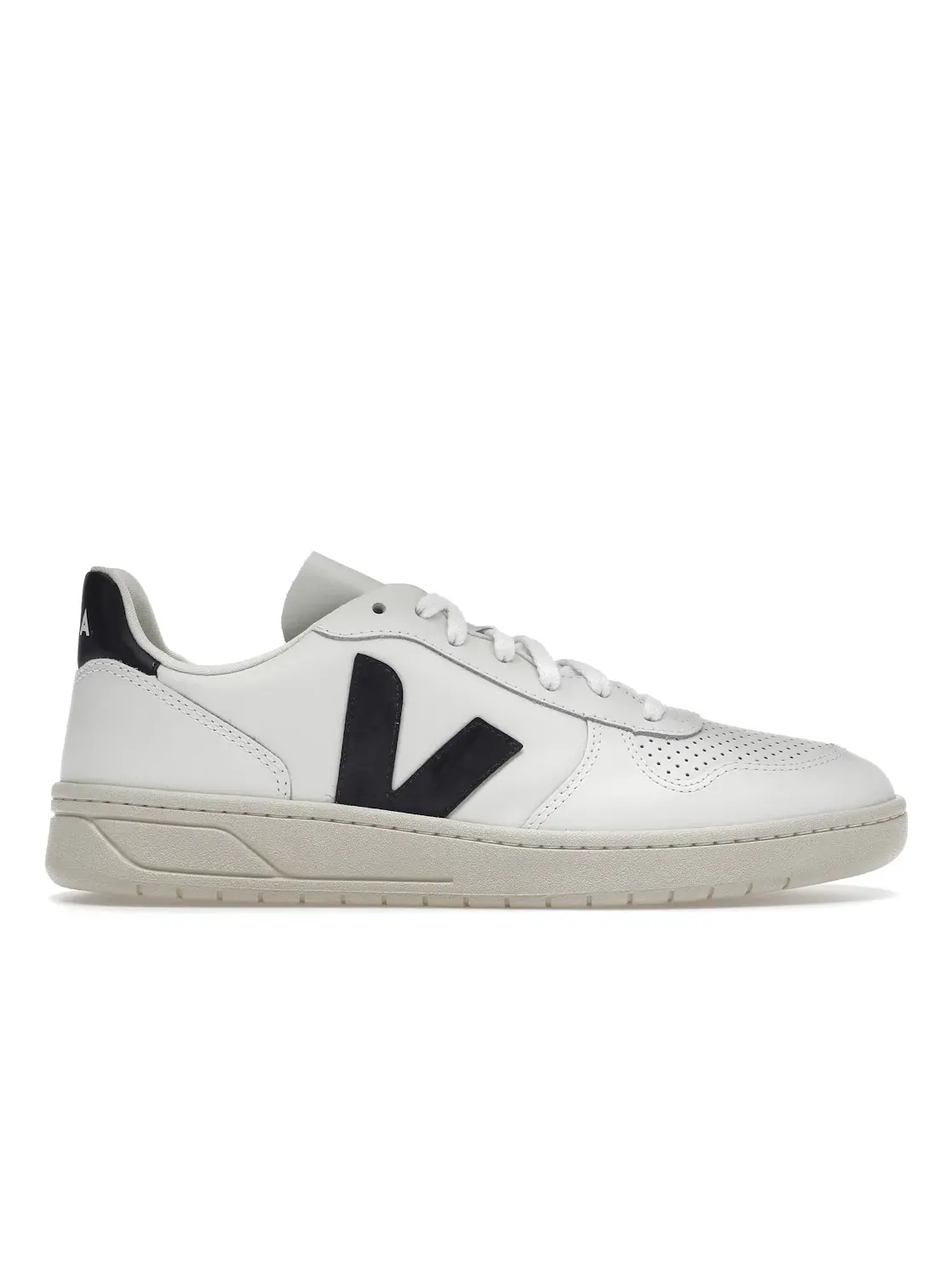 Мужские кроссовки кожаные Veja V-10 Leather — изображение 1 из 4, белый/черный