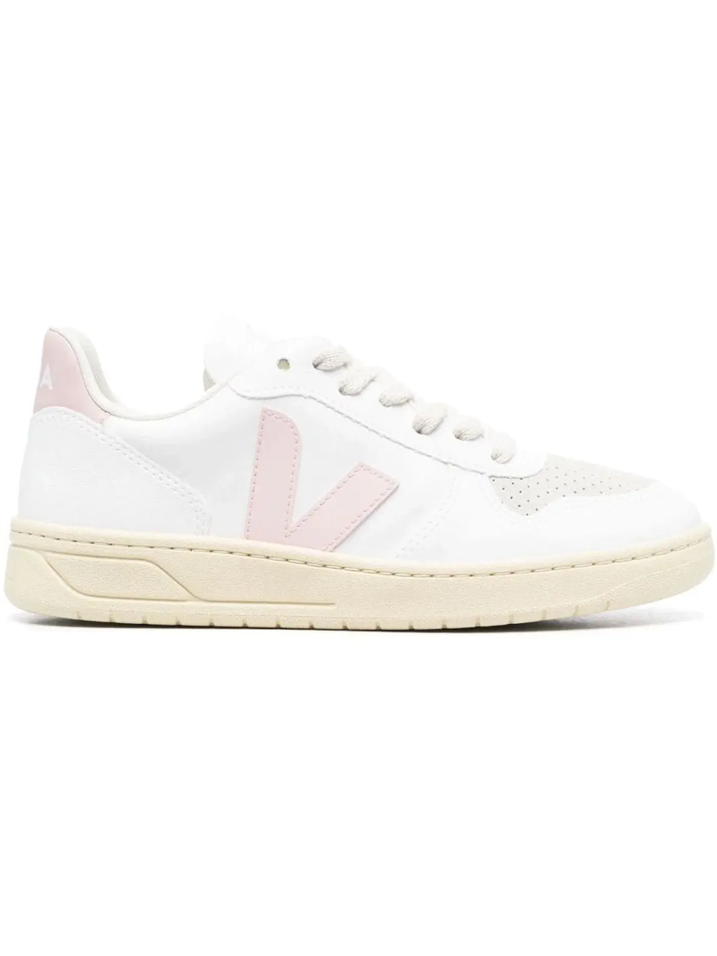 Женские кроссовки с кожаным верхом Veja Veja V-12 Leather — изображение 1 из 1, белый/розовый