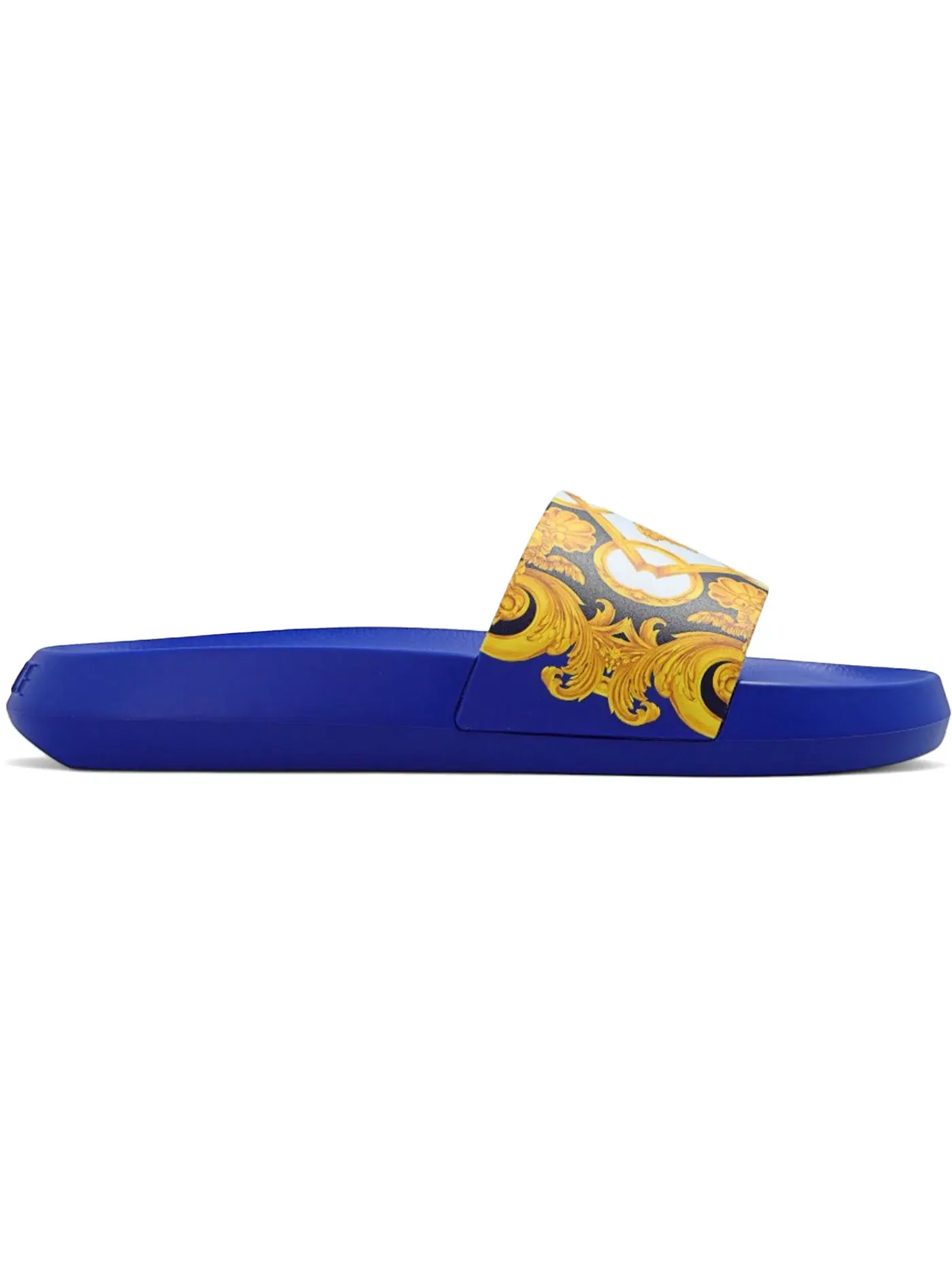 Мужские шлепанцы с принтом Versace Baroque Pool Slide Versace — изображение 1 из 2, синий золотистый