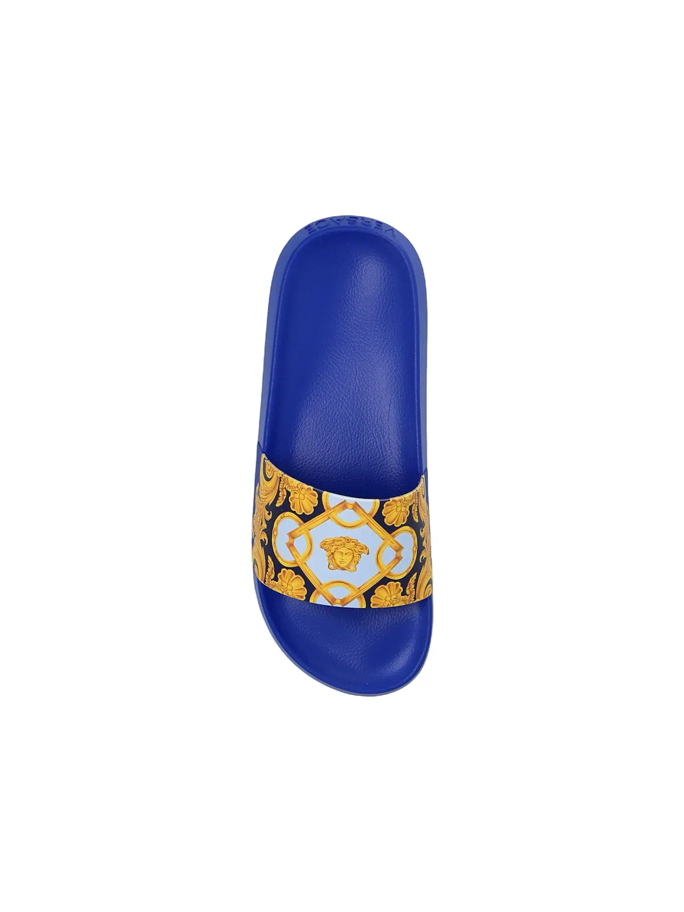 Мужские шлепанцы с принтом Versace Baroque Pool Slide Versace — изображение 2 из 2, синий золотистый