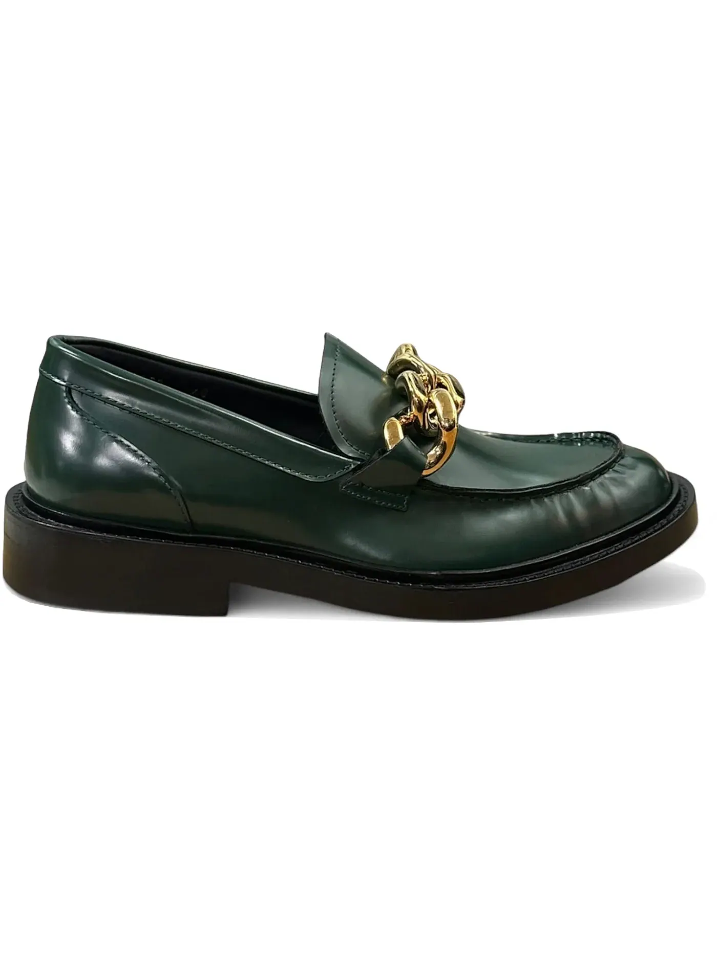 Мужские лоферы из кожи с цепочкой Versace — изображение 1 из 1, зеленый