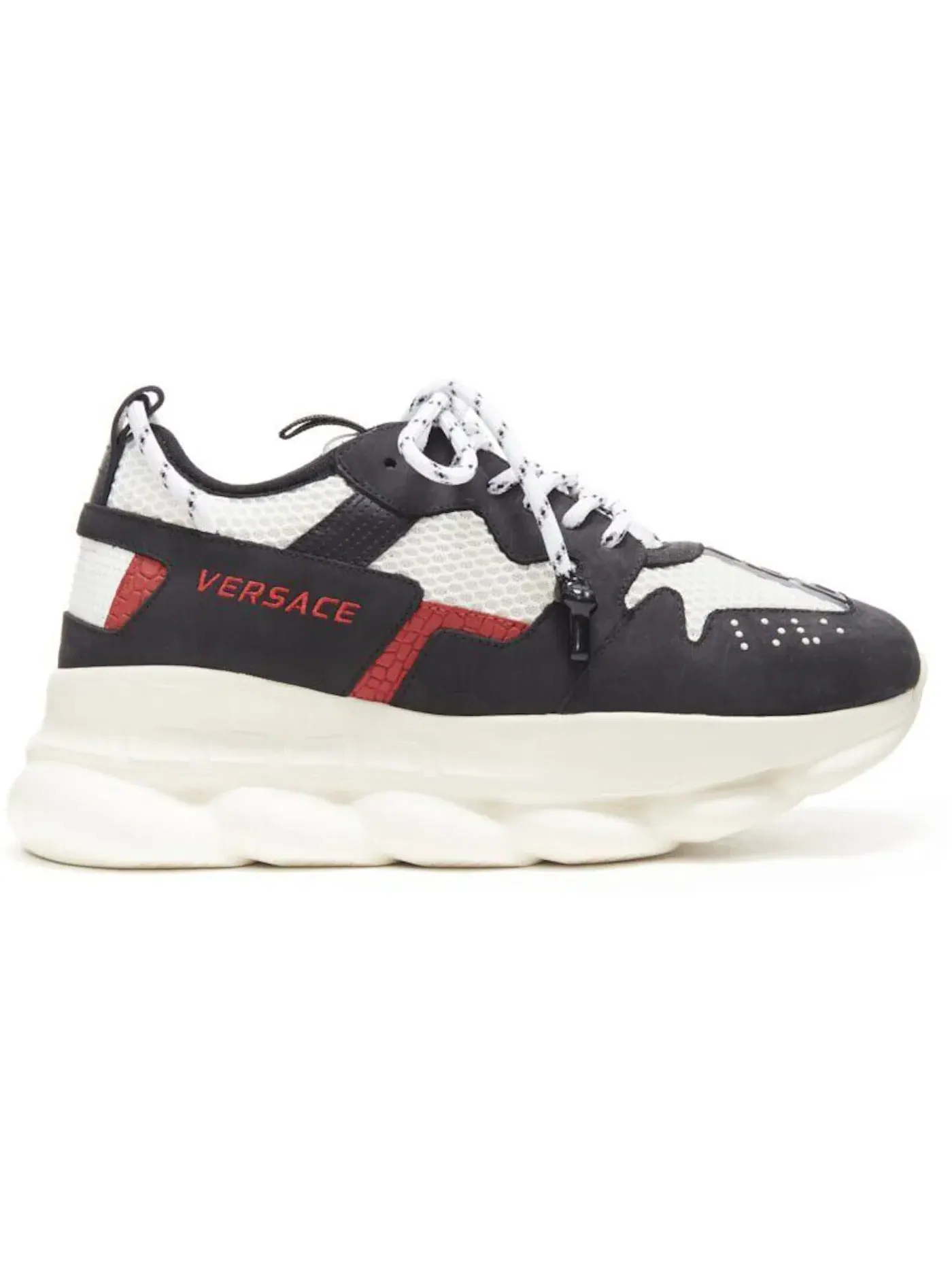 Мужские кроссовки с контрастными вставками Versace Chain Reaction 2 — изображение 1 из 1, черный/красный/белый