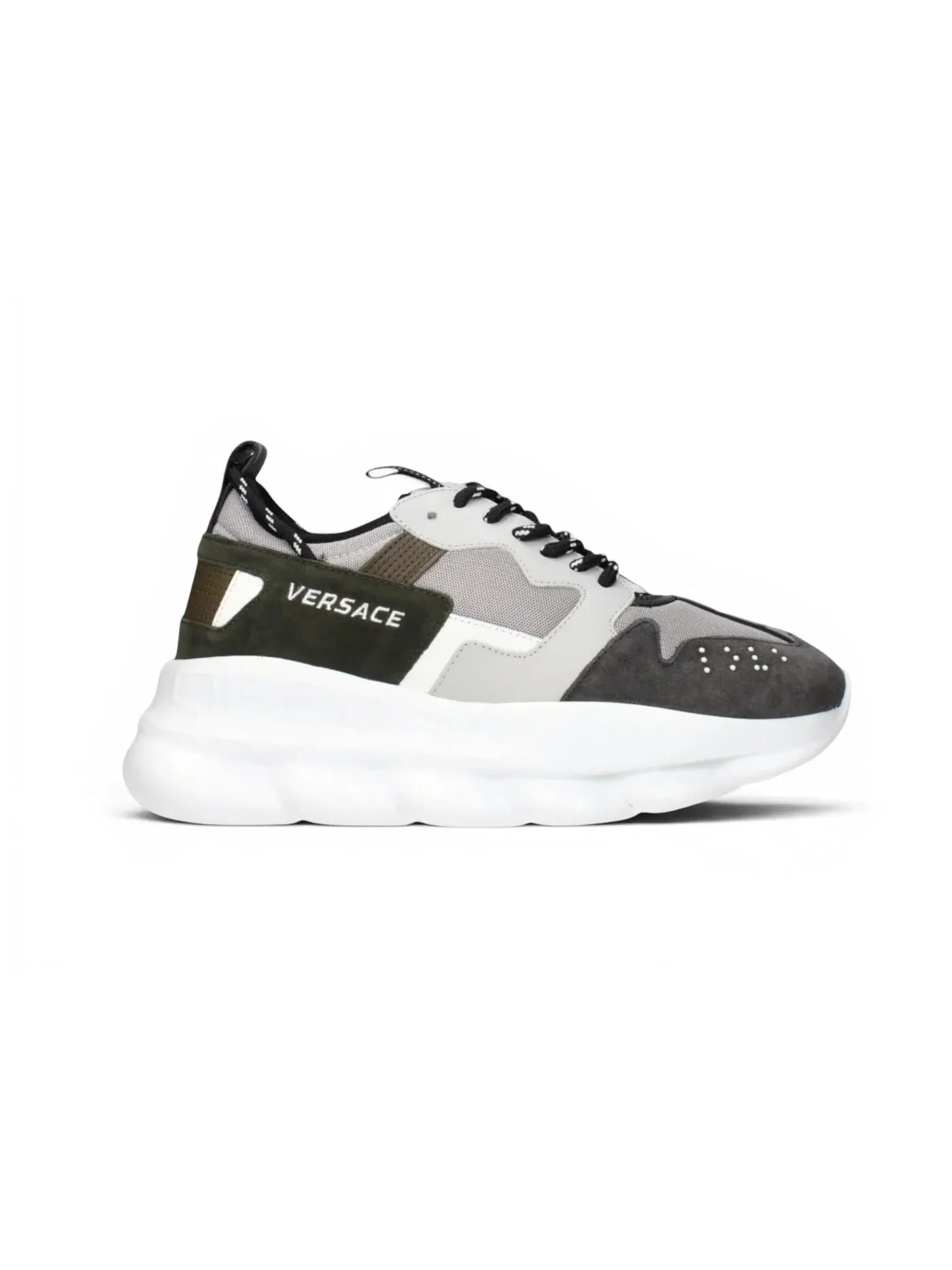 Мужские кроссовки с массивной подошвой Versace Chain Reaction Military — изображение 1 из 1, зеленый серый