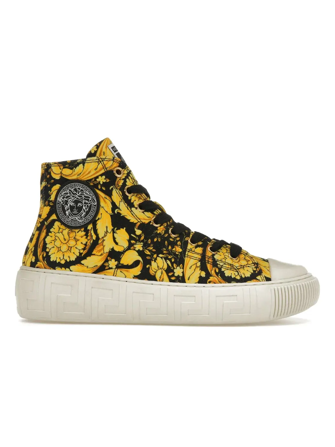 Мужские кроссовки с принтом Versace Greca High Top Versace — изображение 1 из 4, черный/золотистый
