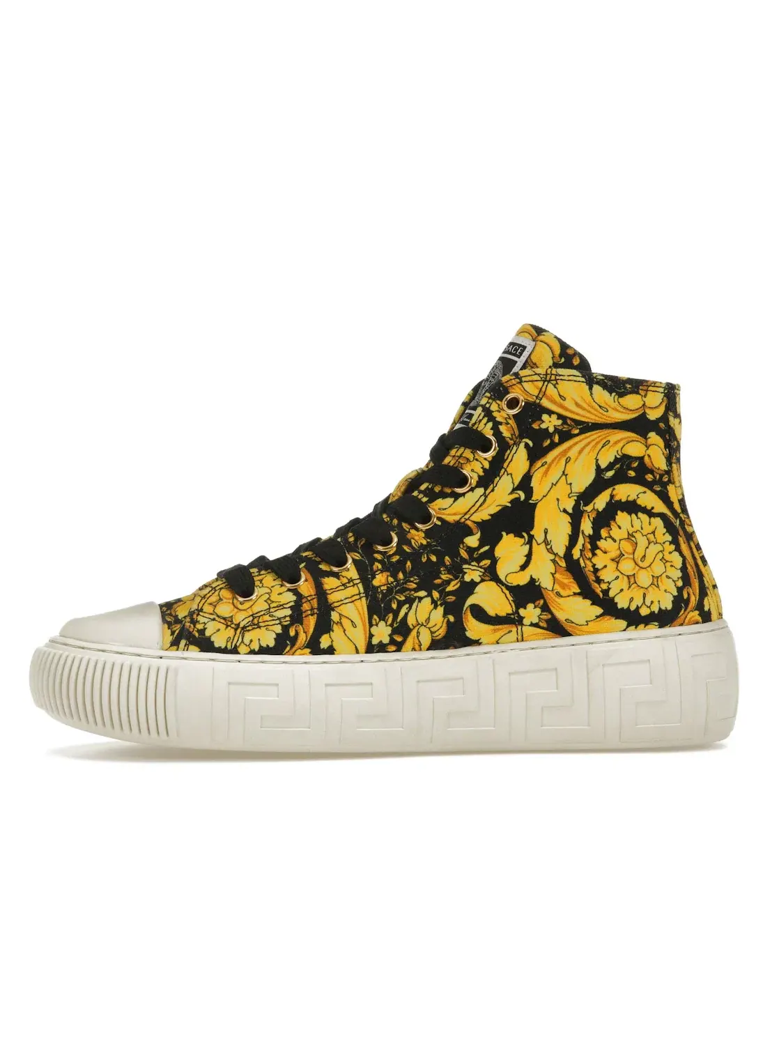 Мужские кроссовки с принтом Versace Greca High Top Versace — изображение 3 из 4, черный/золотистый