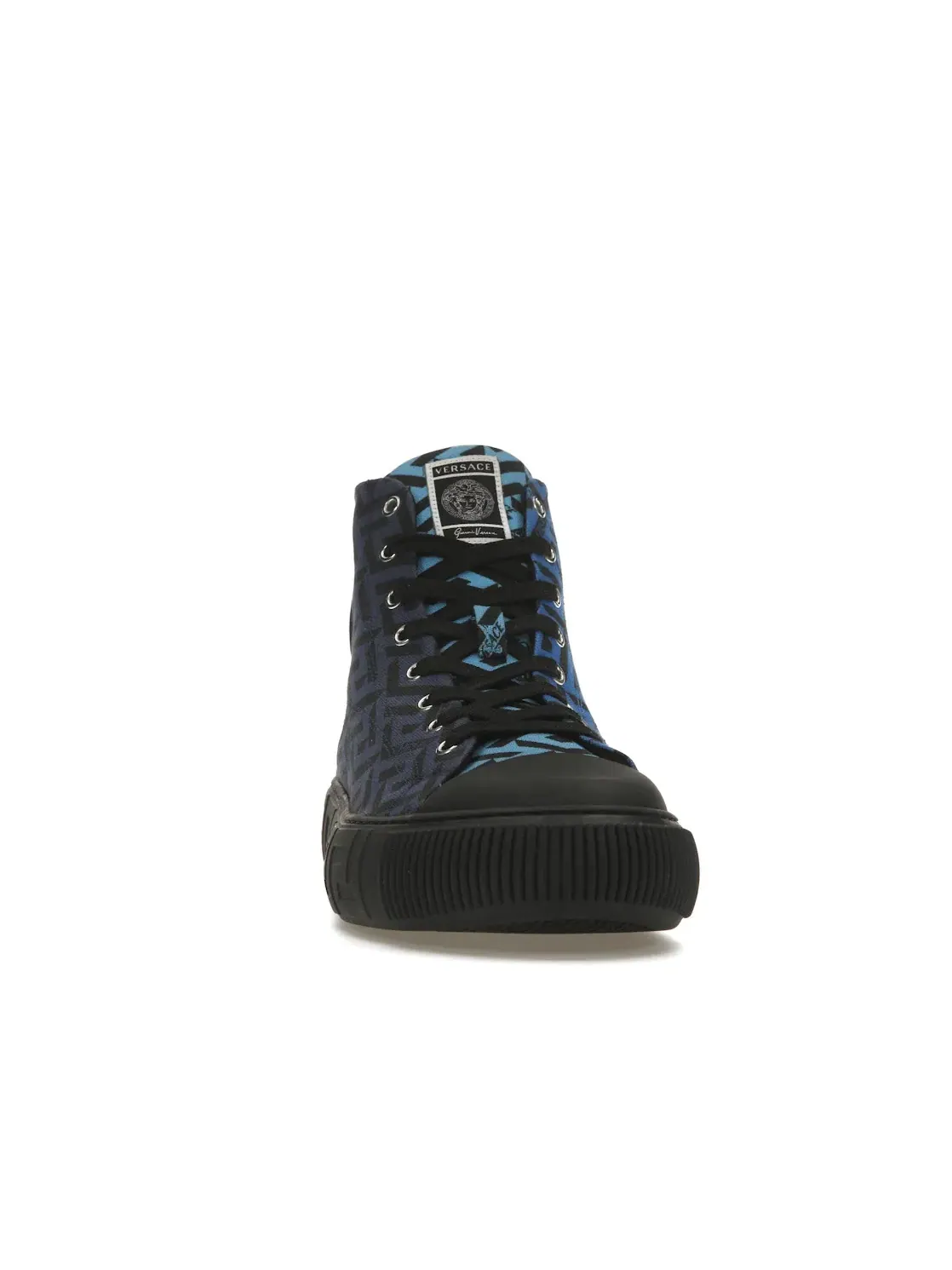 Мужские кроссовки с принтом Versace Greca High Top Versace — изображение 2 из 4, темный синий черный