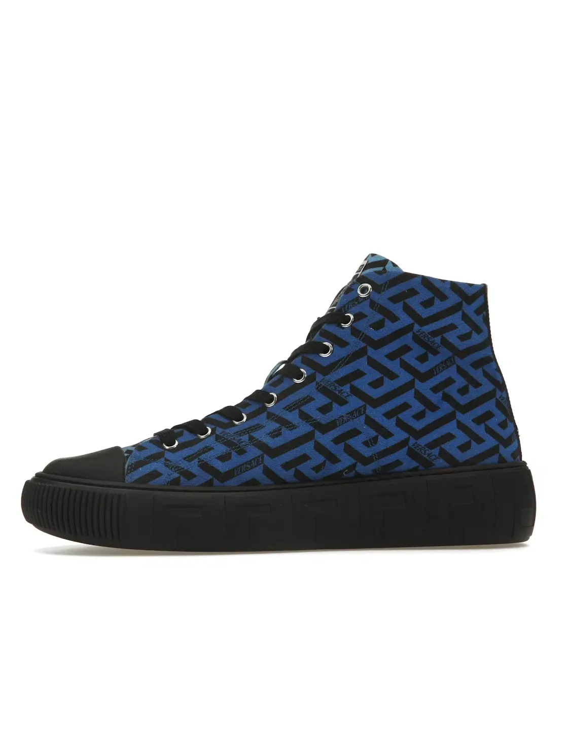 Мужские кроссовки с принтом Versace Greca High Top Versace — изображение 3 из 4, темный синий черный
