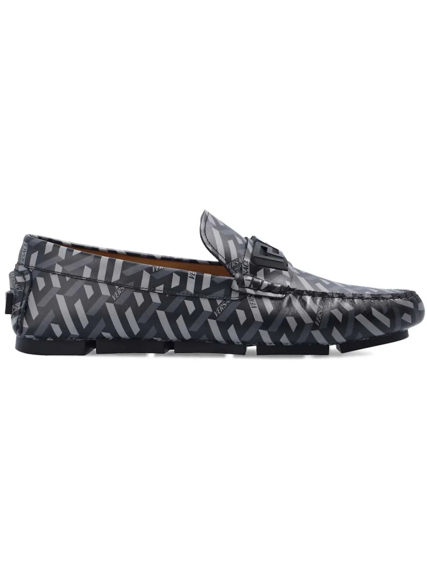Мужские мокасины с принтом Versace La Greca Moccasin Versace — изображение 1 из 1, серый