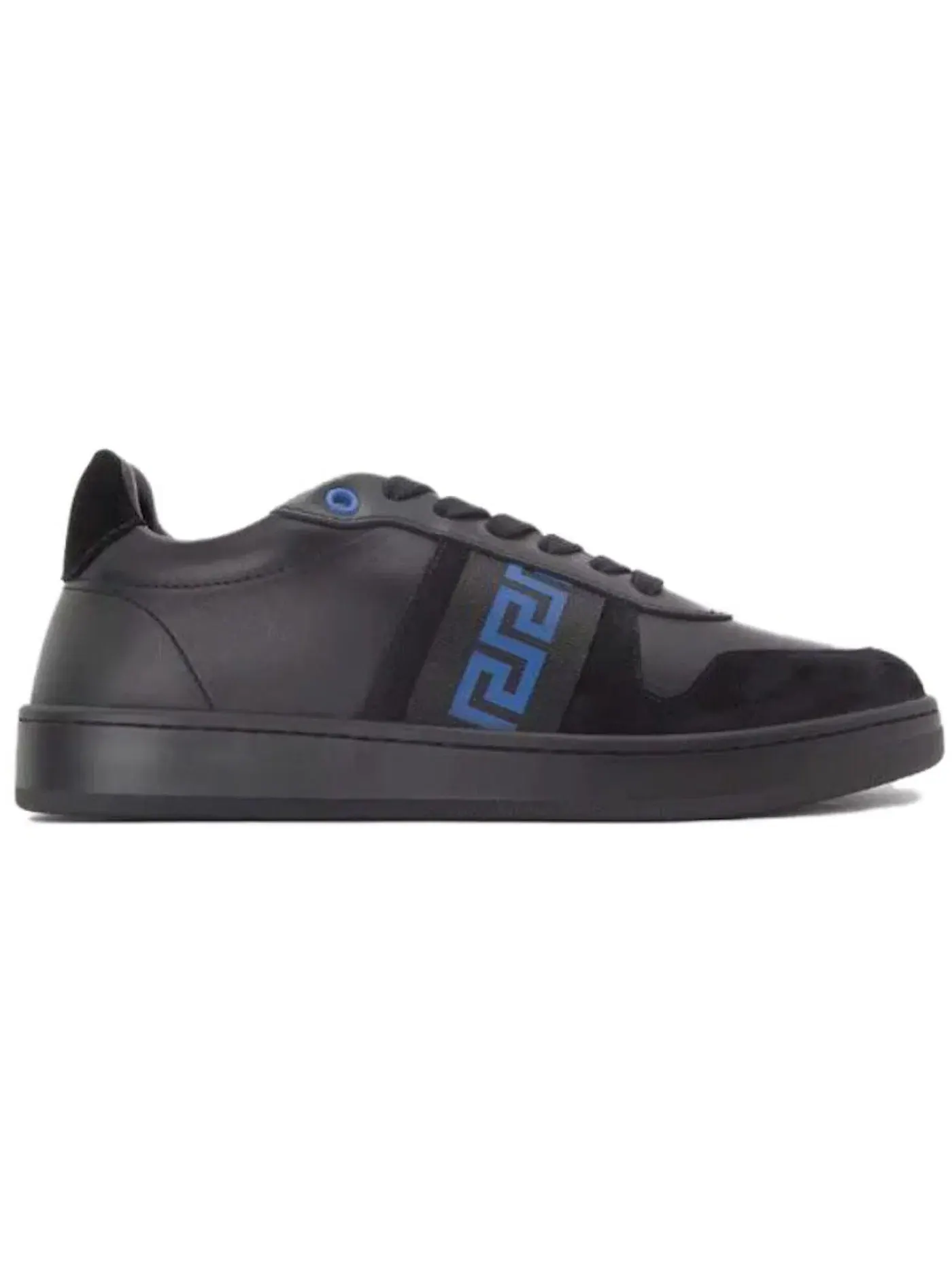 Мужские кожаные кроссовки с низким верхом Versace Versace Leather Low Top Sneaker — изображение 1 из 1, черный/синий