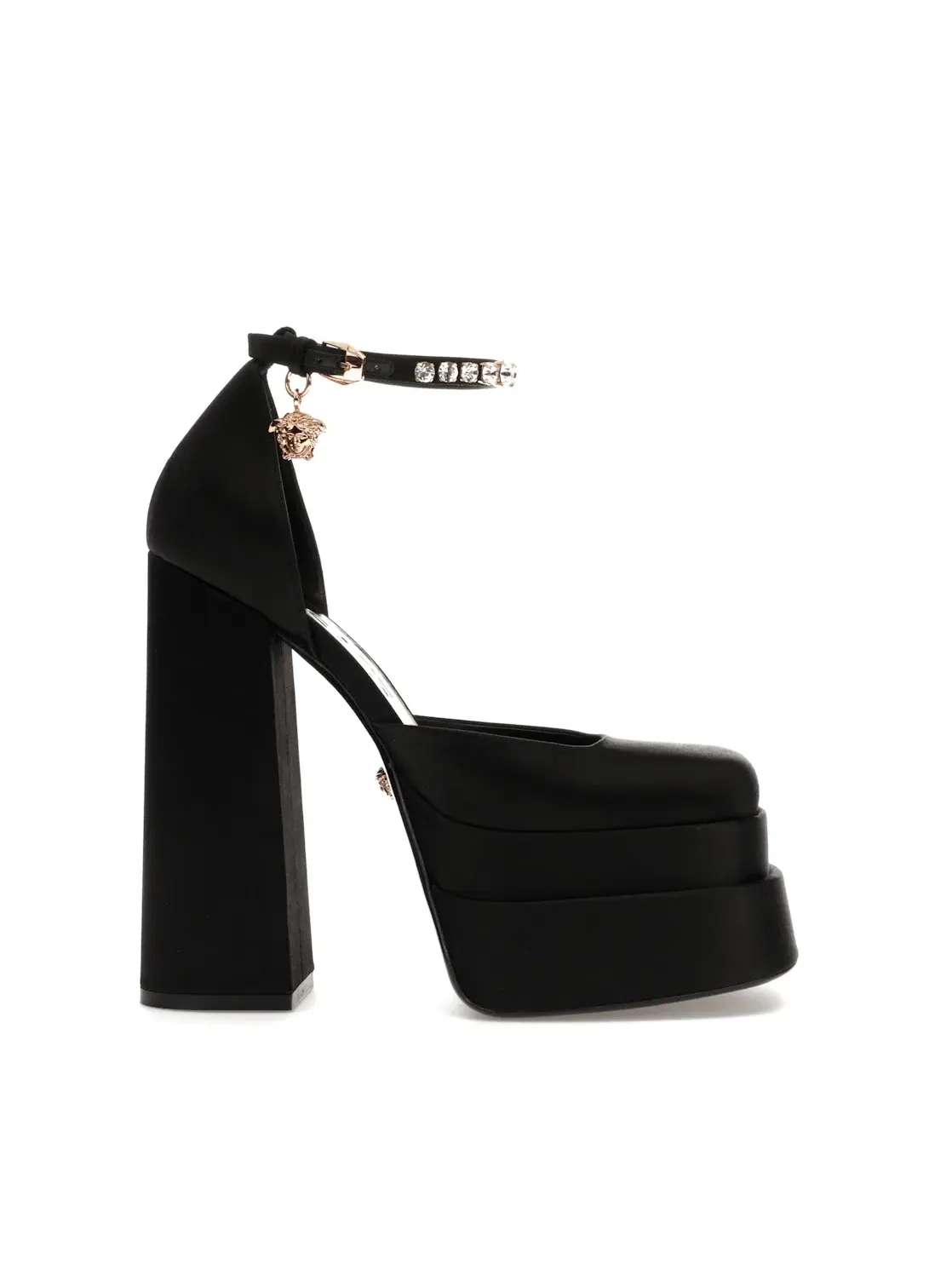 Женские туфли на каблуке с платформой Versace Medusa Aevitas — изображение 1 из 4, черный/золотистый