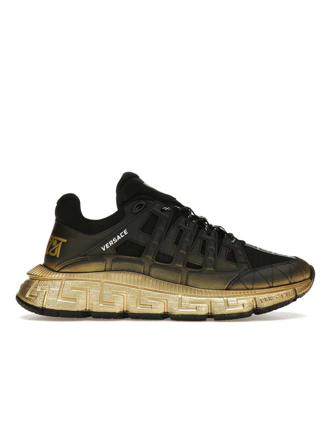 Мужские кроссовки с принтом Versace Trigreca Sneaker Versace — изображение 1 из 4, черный/золотистый