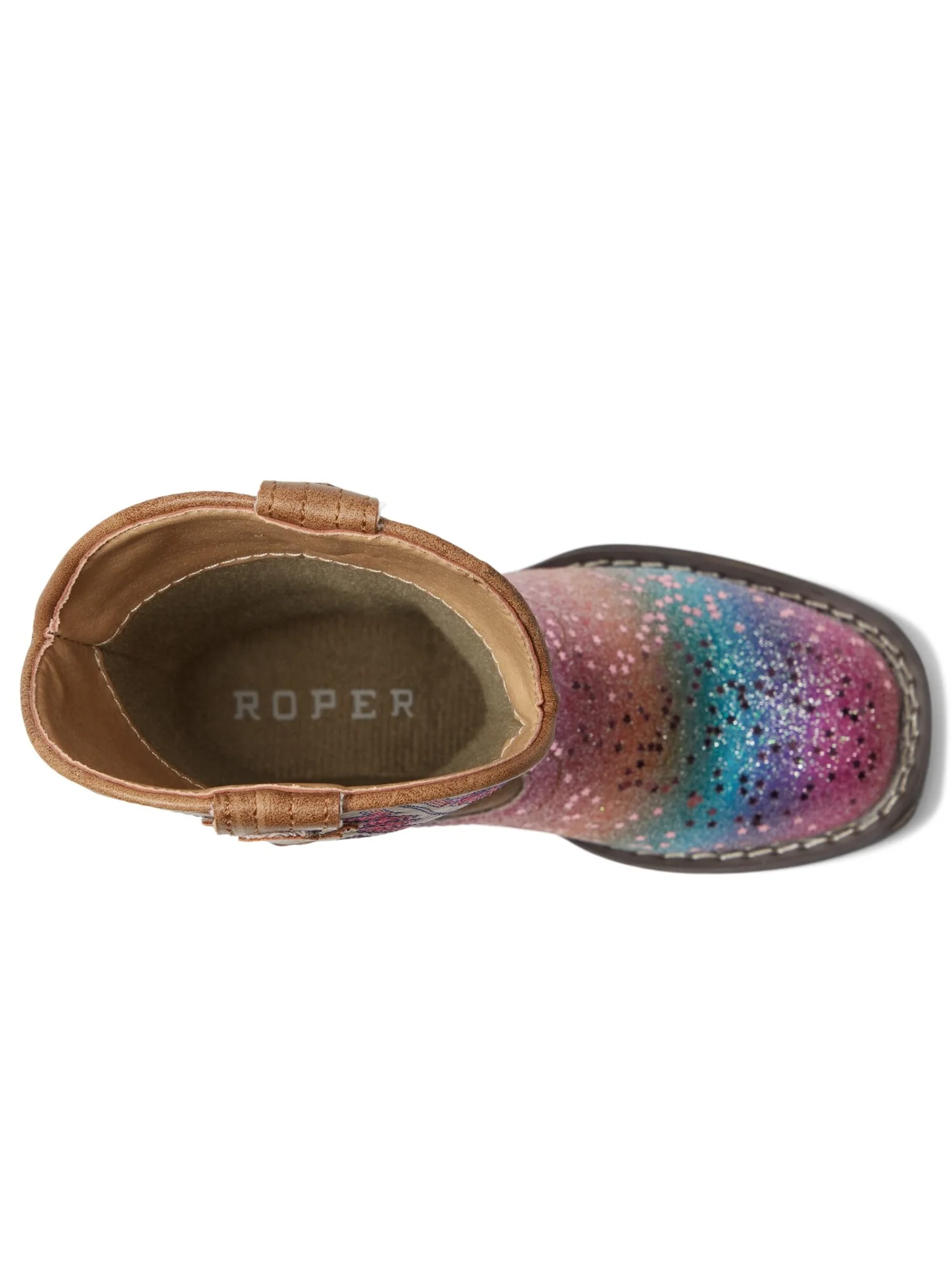 Ботинки Roper Kids Glitter Rainbow (Toddler/Little Kid) — изображение 2 из 6, бежевый