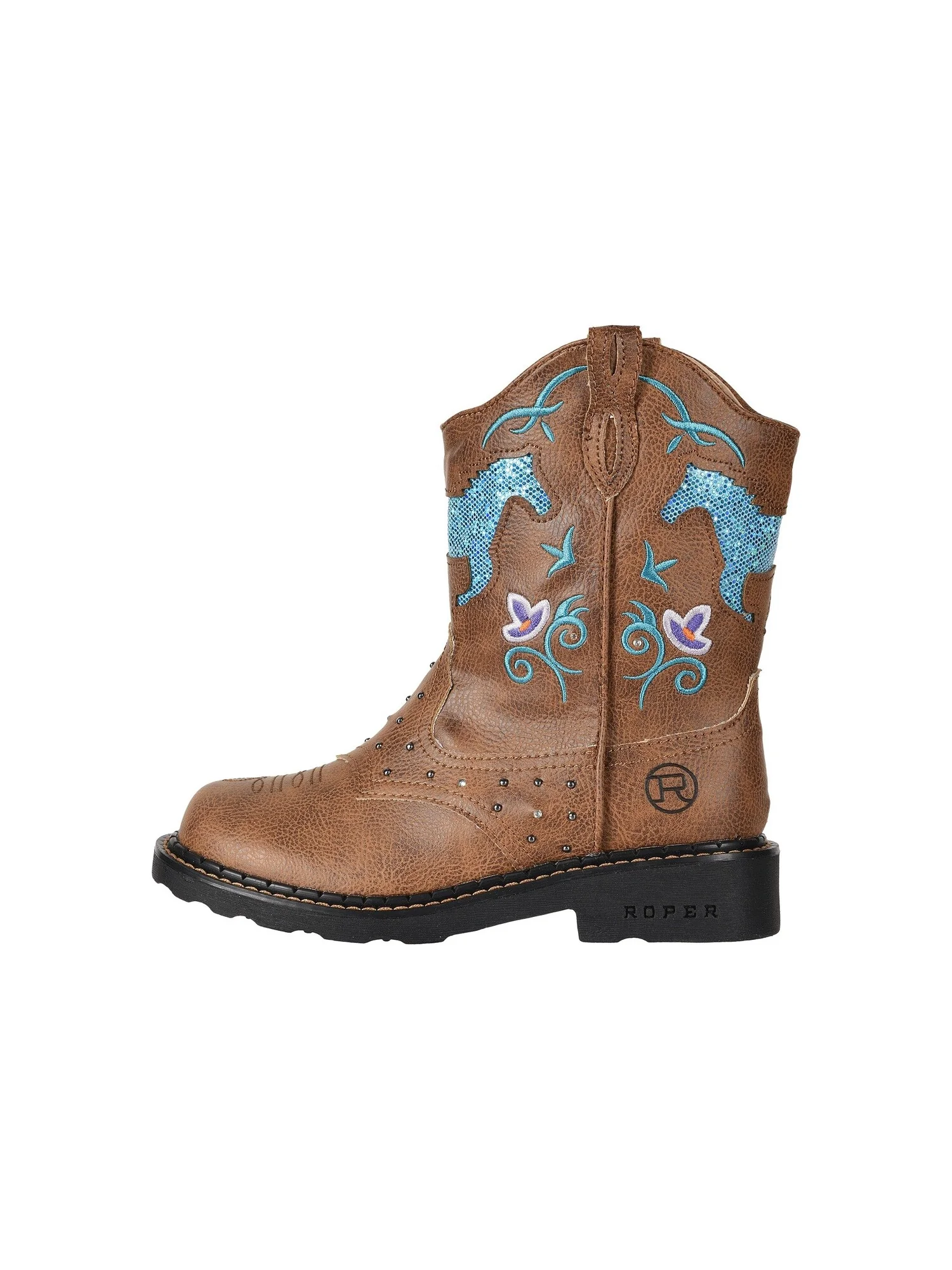 Ботинки Roper Kids Horse Flowers (Toddler/Little Kid) — изображение 3 из 7, бежевый