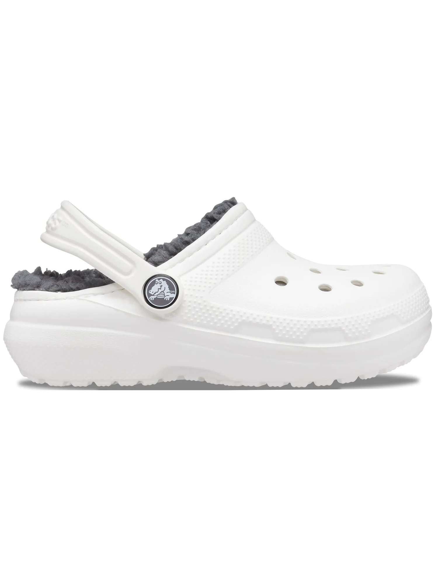 Сабо Crocs Kids Classic Lined Clog (Little Kid/Big Kid) — изображение 3 из 6, белый/серый