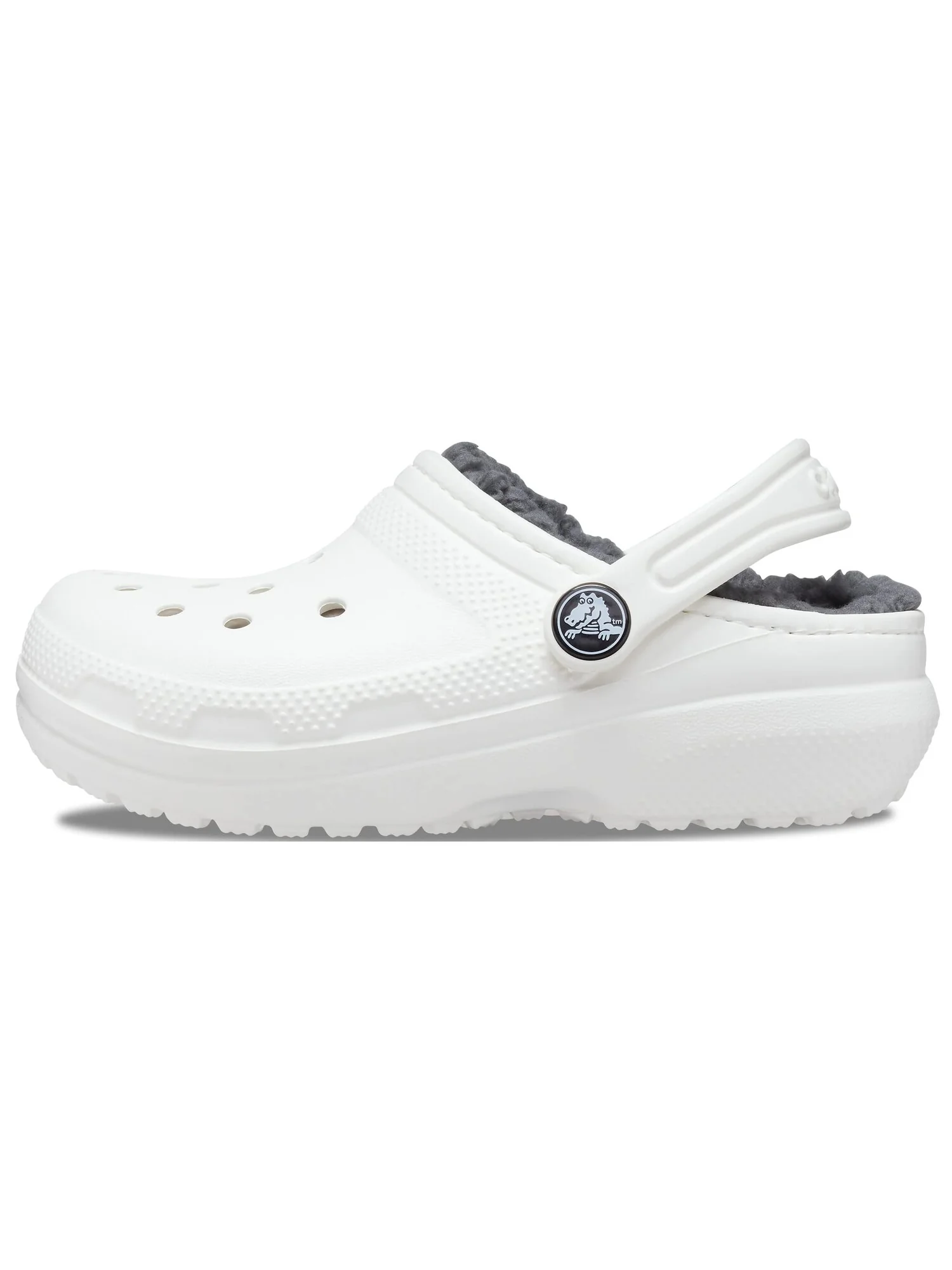 Сабо Crocs Kids Classic Lined Clog (Little Kid/Big Kid) — изображение 4 из 6, белый/серый
