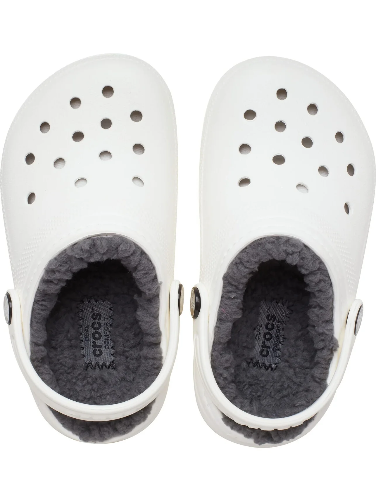 Сабо Crocs Kids Classic Lined Clog (Little Kid/Big Kid) — изображение 5 из 6, белый/серый