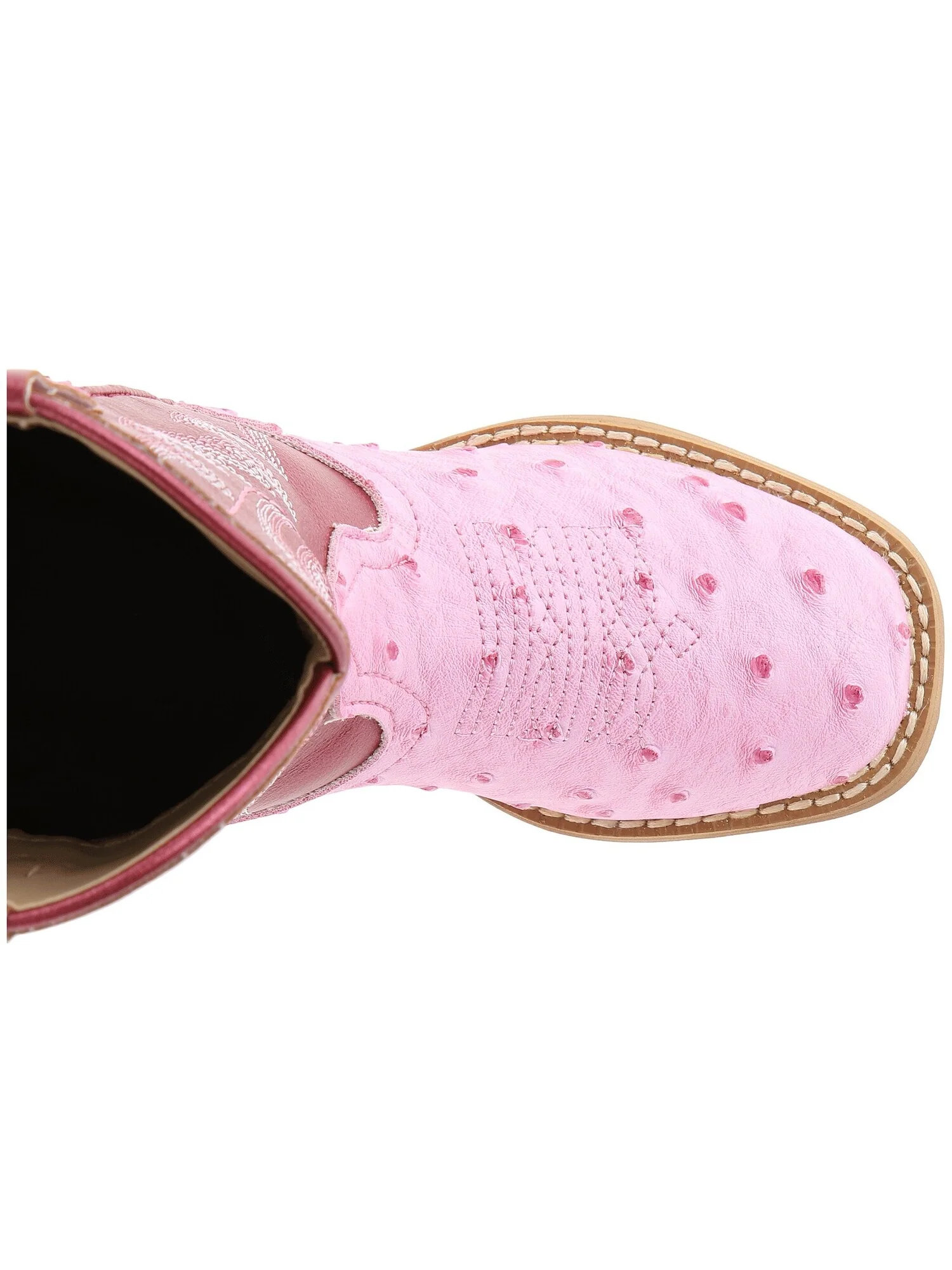 Ботинки Roper Kids Square Toe Ostrich (Toddler/Little Kid) — изображение 6 из 7, розовый/красный