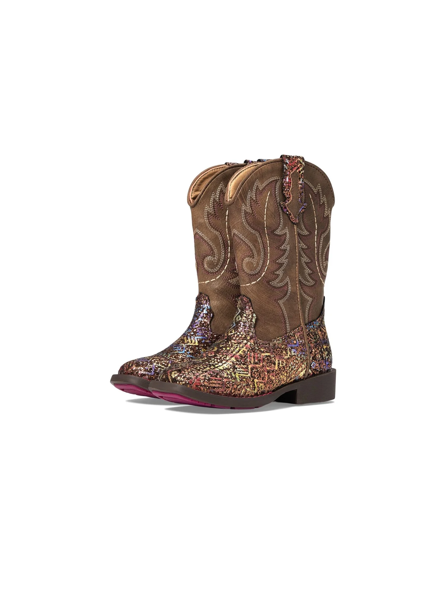 Ботинки Roper Kids Glitter Aztec (Toddler/Little Kid) — изображение 2 из 5, коричневый