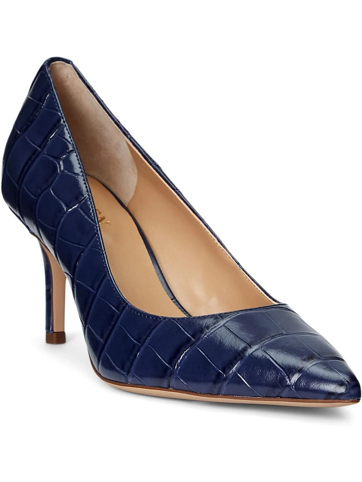 Туфли LAUREN Ralph Lauren Lanette Crocodile Embossed Leather Pumps — синий