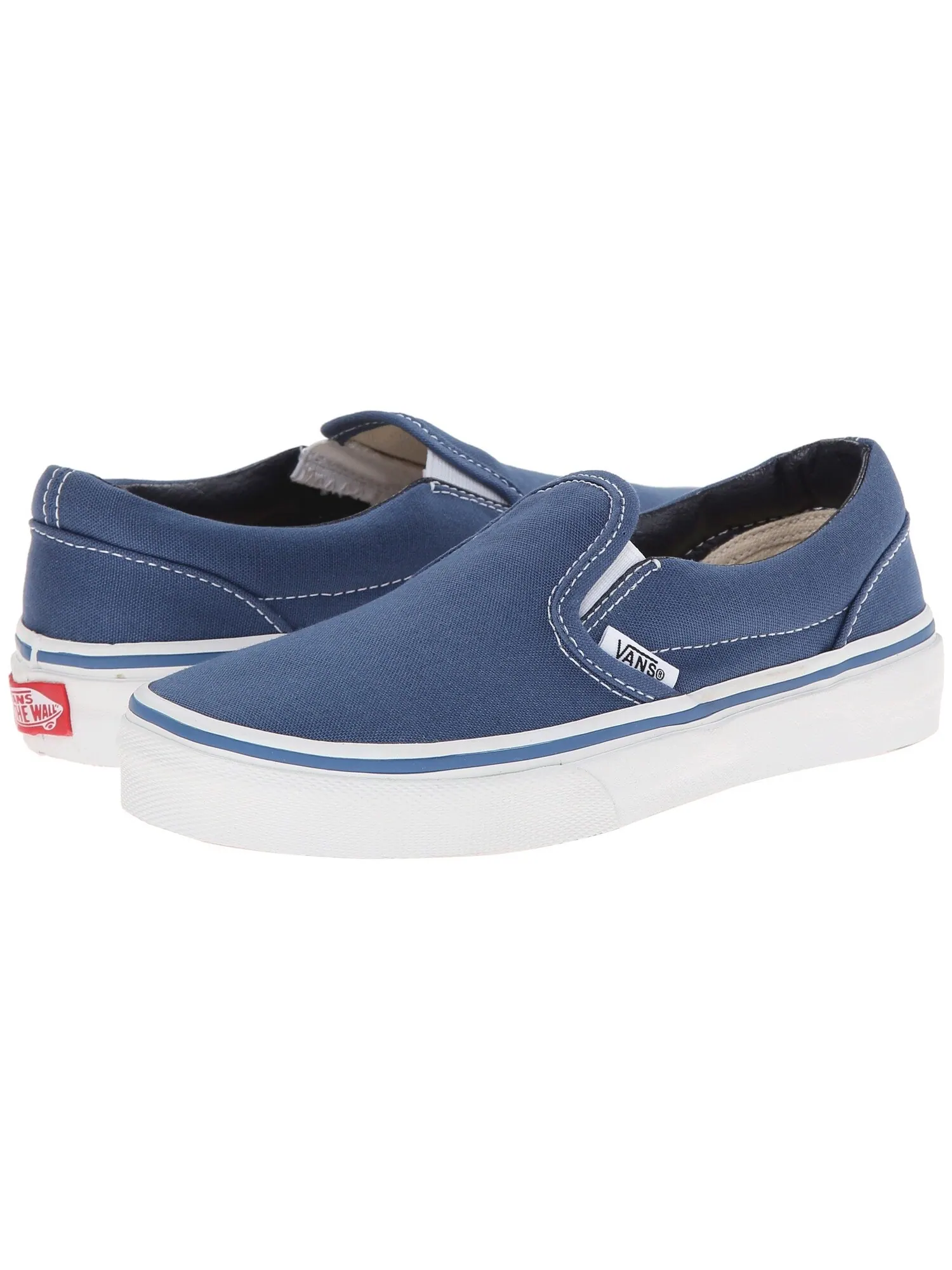 Кроссовки Vans Kids Classic Slip-On (Little Kid/Big Kid) — изображение 6 из 7, темно-синий/белый