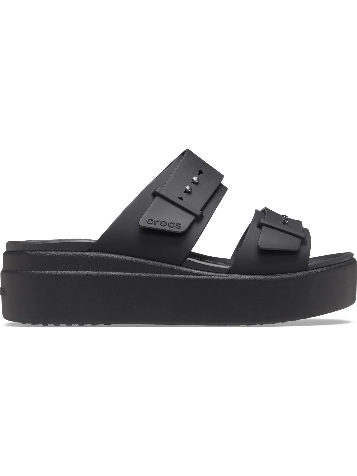 Сандалии на плоской подошве Brooklyn Buckle Low Wedge Crocs — изображение 6 из 7, черный