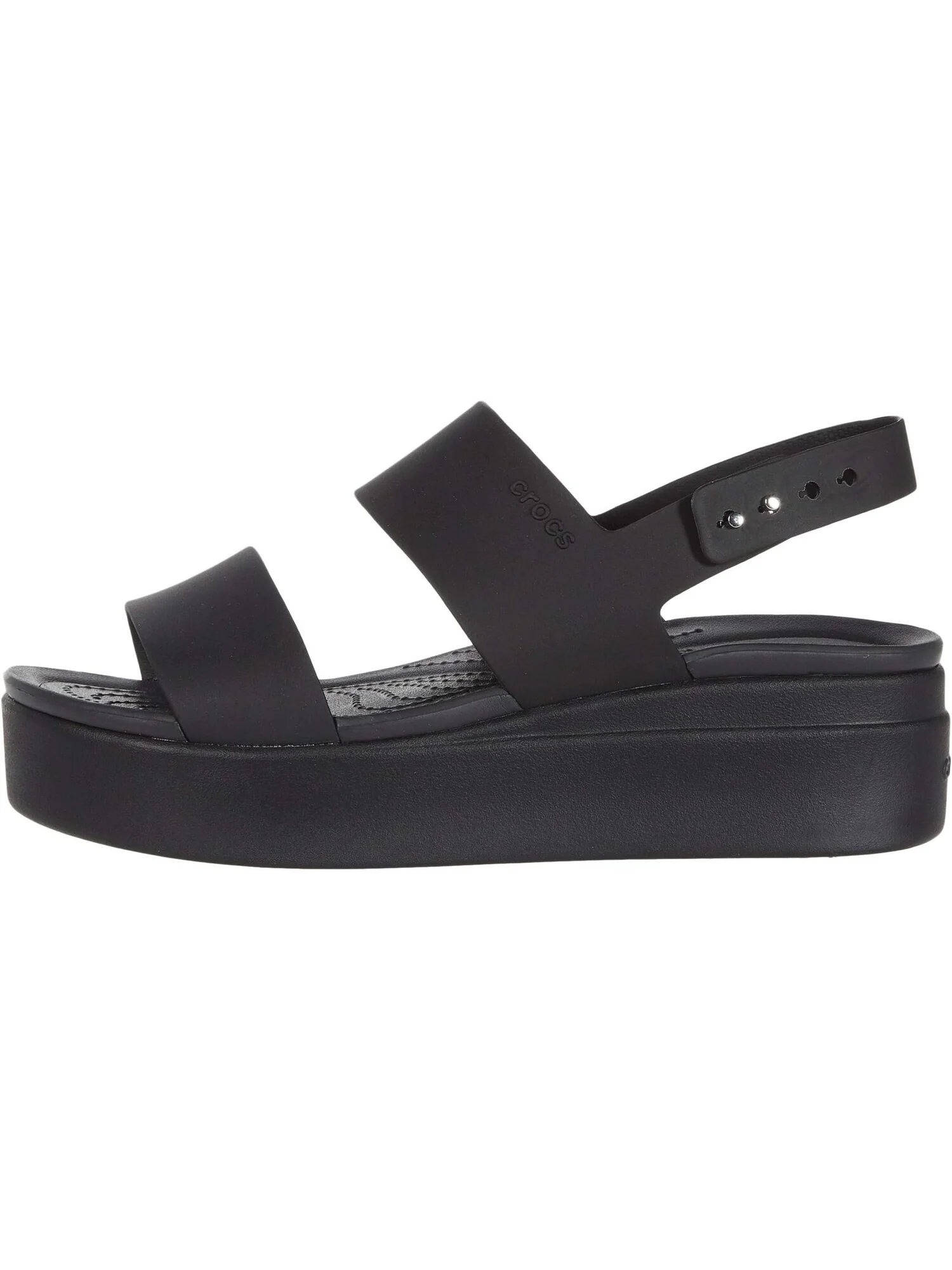 Сандалии на плоской подошве Brooklyn Low Wedge Crocs — изображение 4 из 7, черный/черный