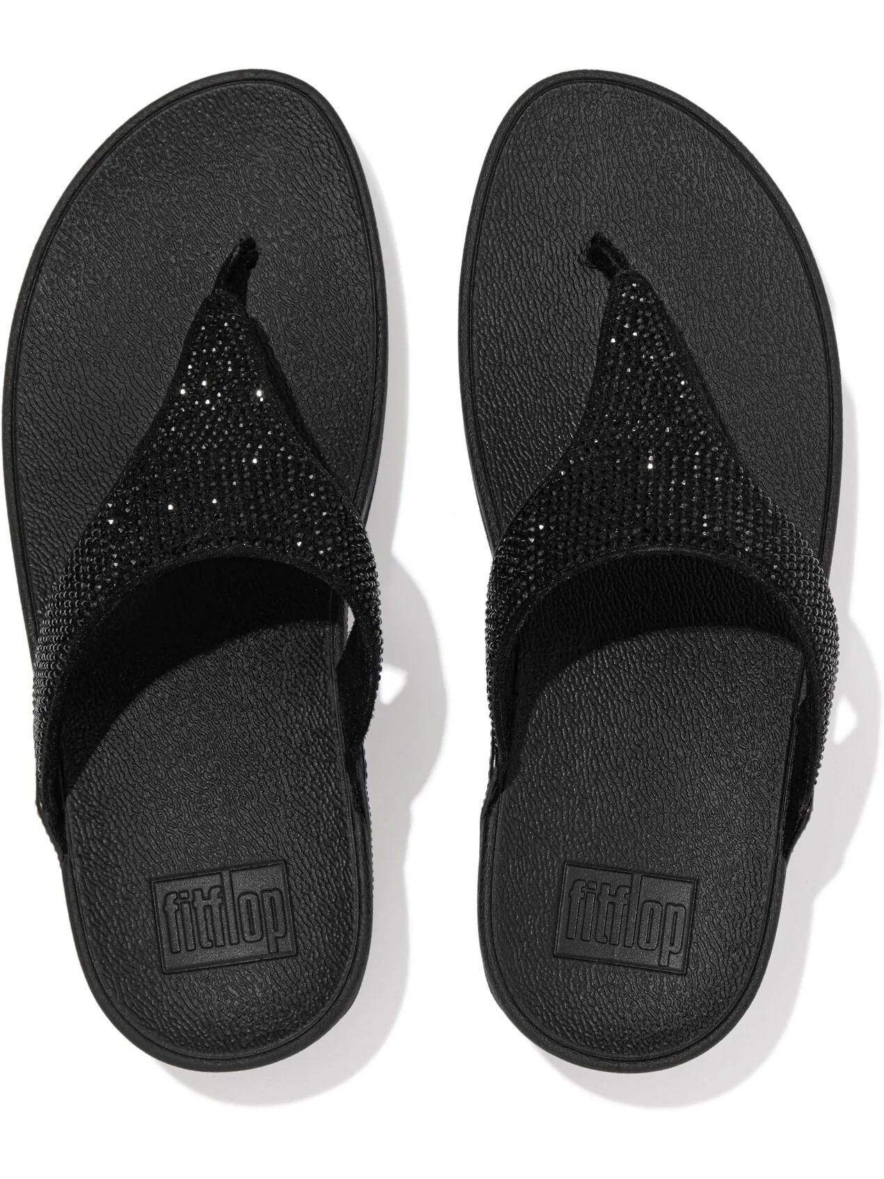 Шлепанцы Lulu Crystal Embellished Toe-Post Sandals FitFlop — изображение 2 из 4, черный