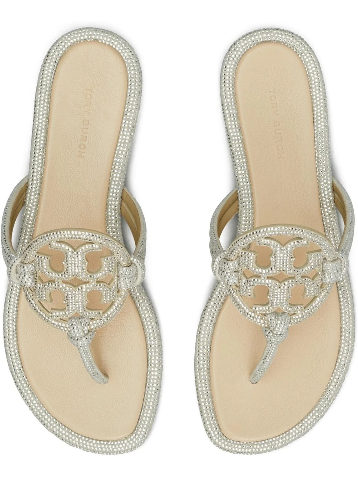 Сандалии на плоской подошве Miller Knotted Pave Tory Burch — изображение 2 из 4, серый