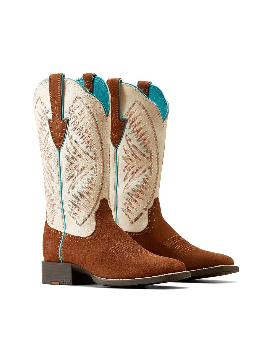 Сапоги женские Ariat Round Up Ruidoso ковбойские с вышивкой — изображение 1 из 4, бежевый