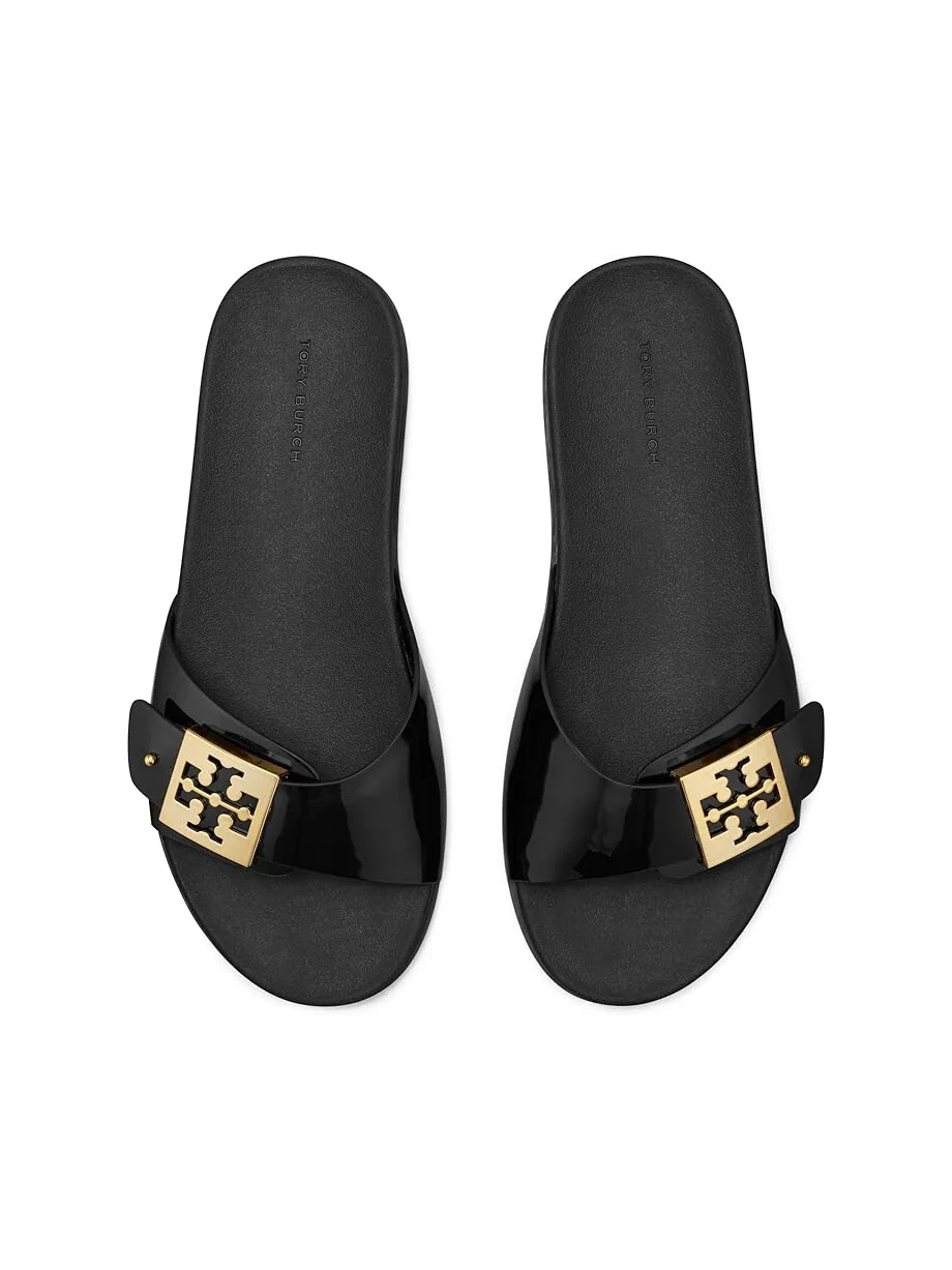 Сандалии Tory Burch Buckle Slide — изображение 2 из 4, черный/золотистый/черный