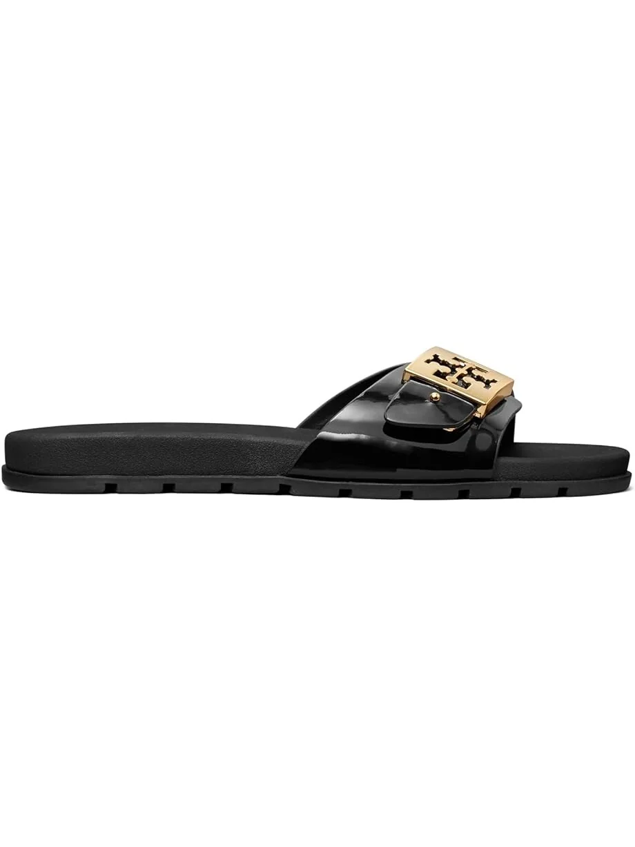 Сандалии Tory Burch Buckle Slide — изображение 3 из 4, черный/золотистый/черный