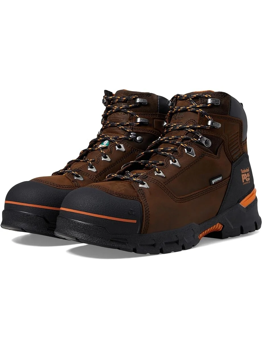 Ботинки мужские Timberland PRO Endurance, водонепроницаемые, с композитным носком — изображение 1 из 4, коричневый/оранжевый