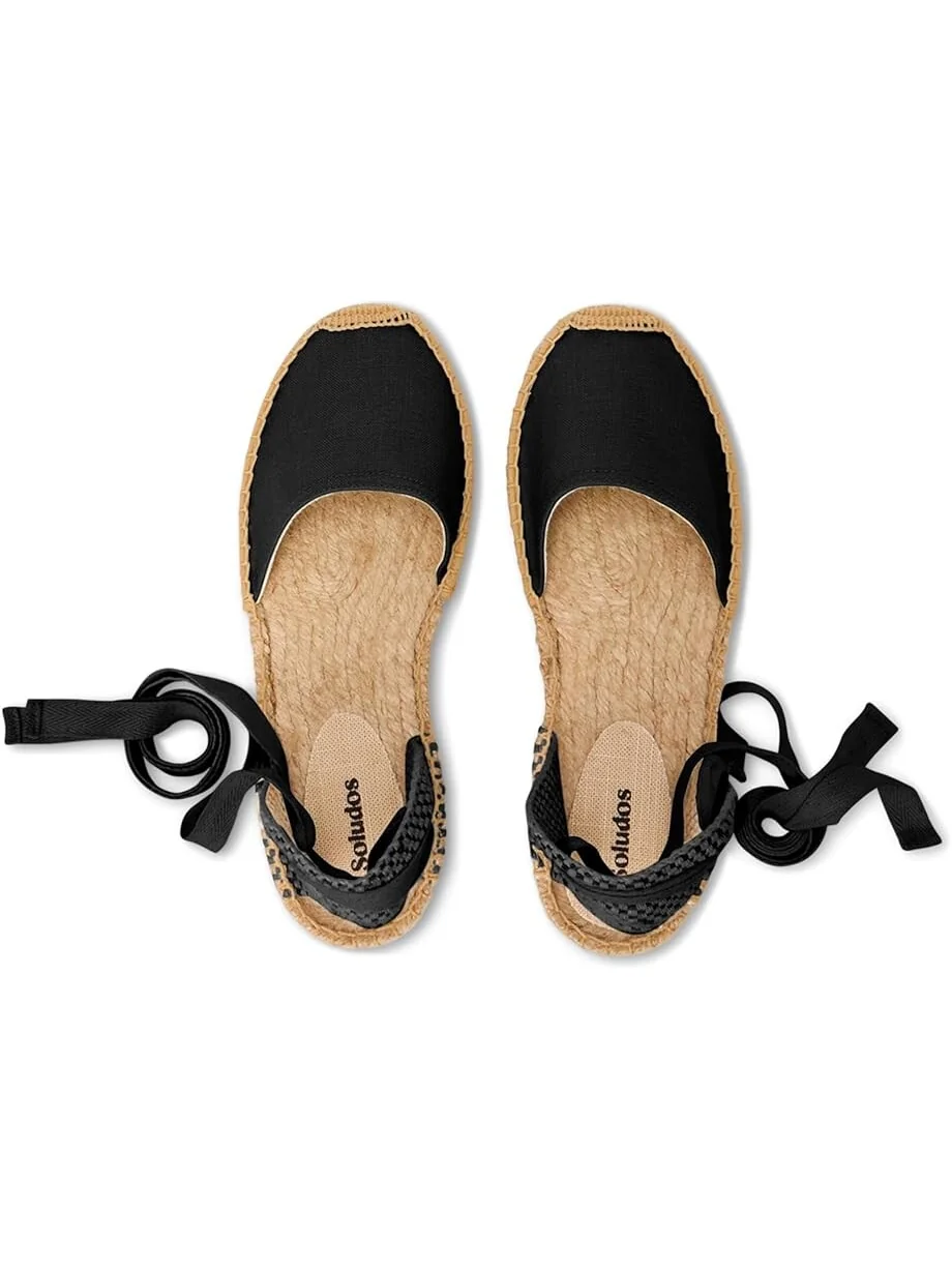 Туфли на плоской подошве Soludos Lauren Lace Up Espadrille — изображение 2 из 3, черный